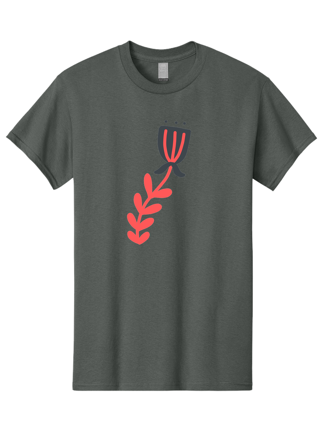 Flower-4 Men'S Graphic Tee, 100% Cotton, Comfortable Casual Summer Wear, Machine Washable, Stylized Tulip, Simple Design, Minimalist Art, Pink And Black, Floral Theme, Abstract Flower Aab724 25
