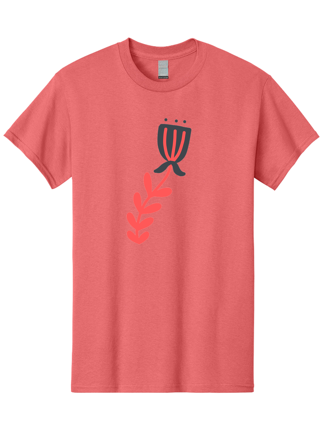 Flower-4 Men'S Graphic Tee, 100% Cotton, Comfortable Casual Summer Wear, Machine Washable, Stylized Tulip, Simple Design, Minimalist Art, Pink And Black, Floral Theme, Abstract Flower Aab724 15