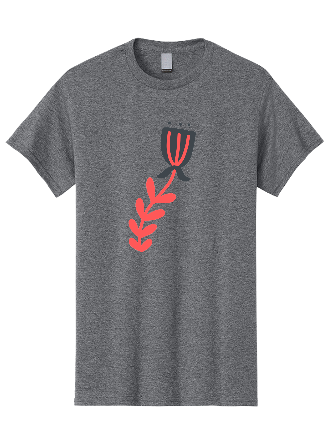 Flower-4 Men'S Graphic Tee, 100% Cotton, Comfortable Casual Summer Wear, Machine Washable, Stylized Tulip, Simple Design, Minimalist Art, Pink And Black, Floral Theme, Abstract Flower Aab724 5