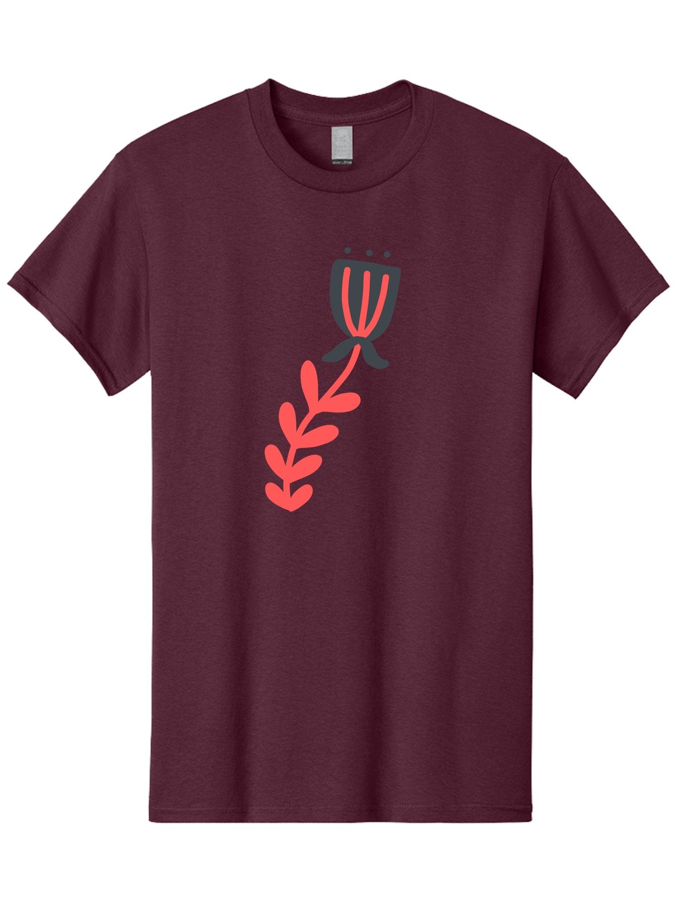 Flower-4 Men'S Graphic Tee, 100% Cotton, Comfortable Casual Summer Wear, Machine Washable, Stylized Tulip, Simple Design, Minimalist Art, Pink And Black, Floral Theme, Abstract Flower Aab724 14