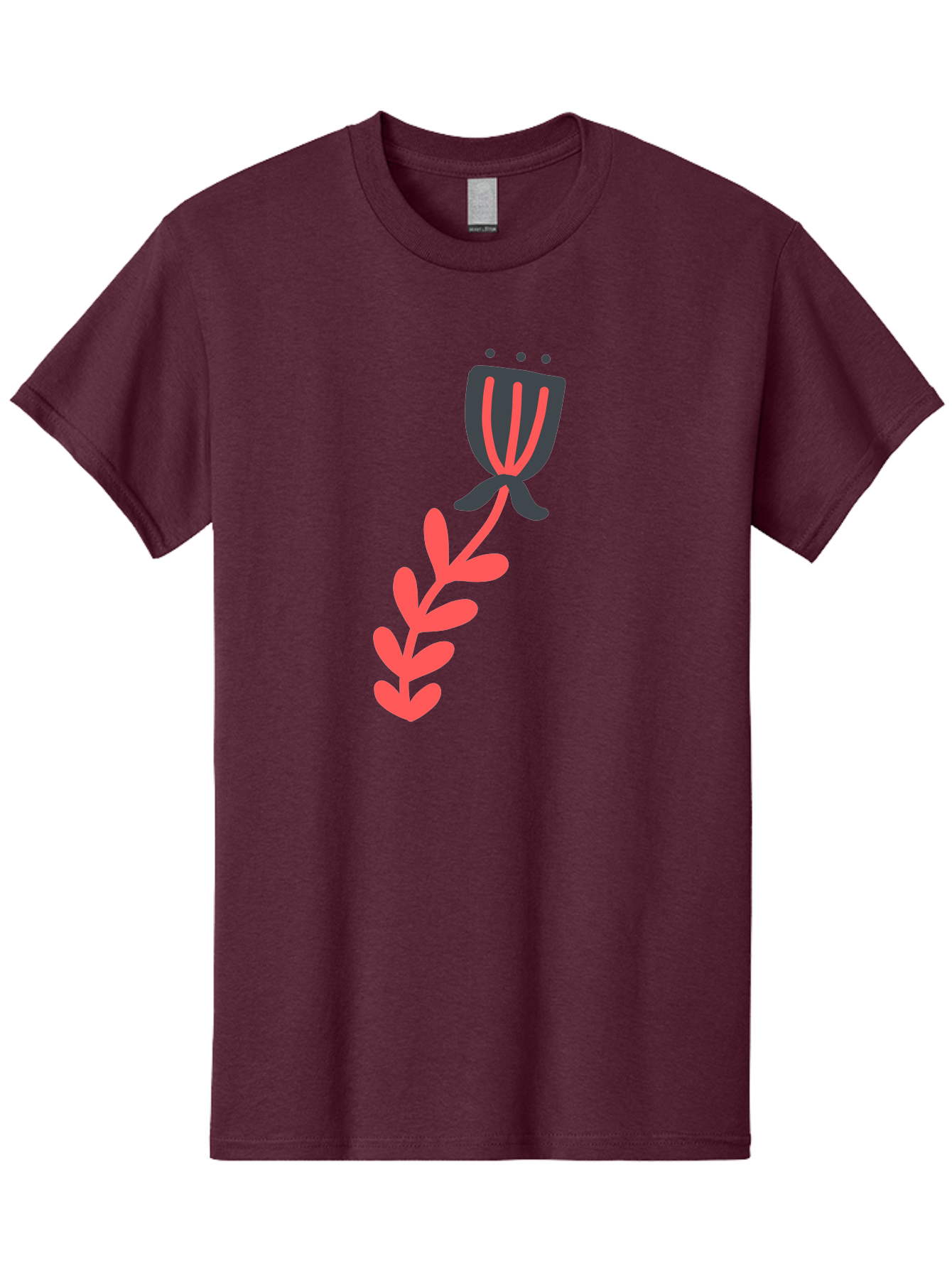Flower-4 Men'S Graphic Tee, 100% Cotton, Comfortable Casual Summer Wear, Machine Washable, Stylized Tulip, Simple Design, Minimalist Art, Pink And Black, Floral Theme, Abstract Flower Aab724 3
