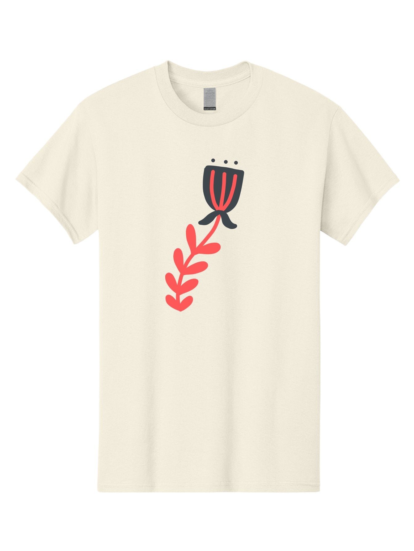 Flower-4 Men'S Graphic Tee, 100% Cotton, Comfortable Casual Summer Wear, Machine Washable, Stylized Tulip, Simple Design, Minimalist Art, Pink And Black, Floral Theme, Abstract Flower Aab724 9