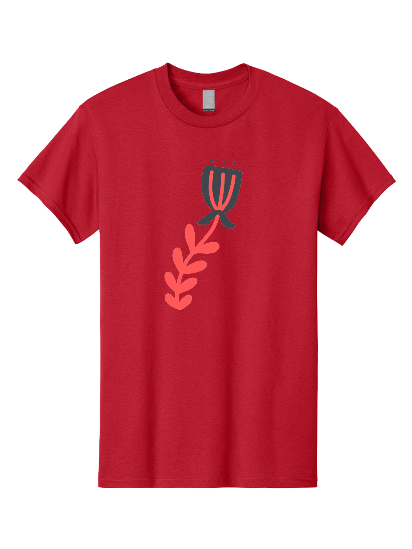 Flower-4 Men'S Graphic Tee, 100% Cotton, Comfortable Casual Summer Wear, Machine Washable, Stylized Tulip, Simple Design, Minimalist Art, Pink And Black, Floral Theme, Abstract Flower Aab724 23
