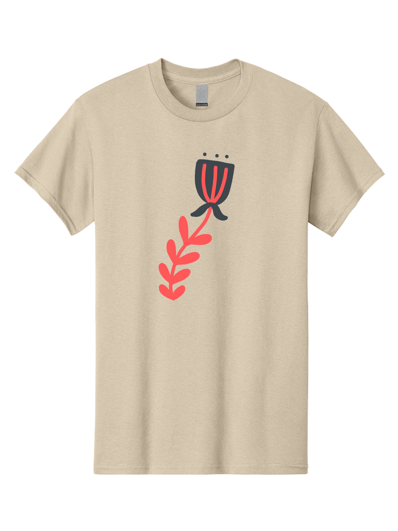 Flower-4 Men'S Graphic Tee, 100% Cotton, Comfortable Casual Summer Wear, Machine Washable, Stylized Tulip, Simple Design, Minimalist Art, Pink And Black, Floral Theme, Abstract Flower Aab724 21