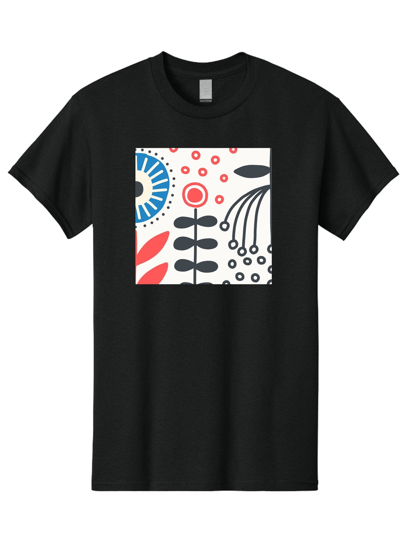 Flower-Design Men'S Graphic Tee, 100% Cotton, Comfortable Casual Summer Wear, Machine Washable, Abstract Floral Pattern, Minimalist Design, Bold Graphics, Modern Art, Floral Motifs, Red And Black Accents, Stylized Flowers, Geometric Shapes, Aab728 14