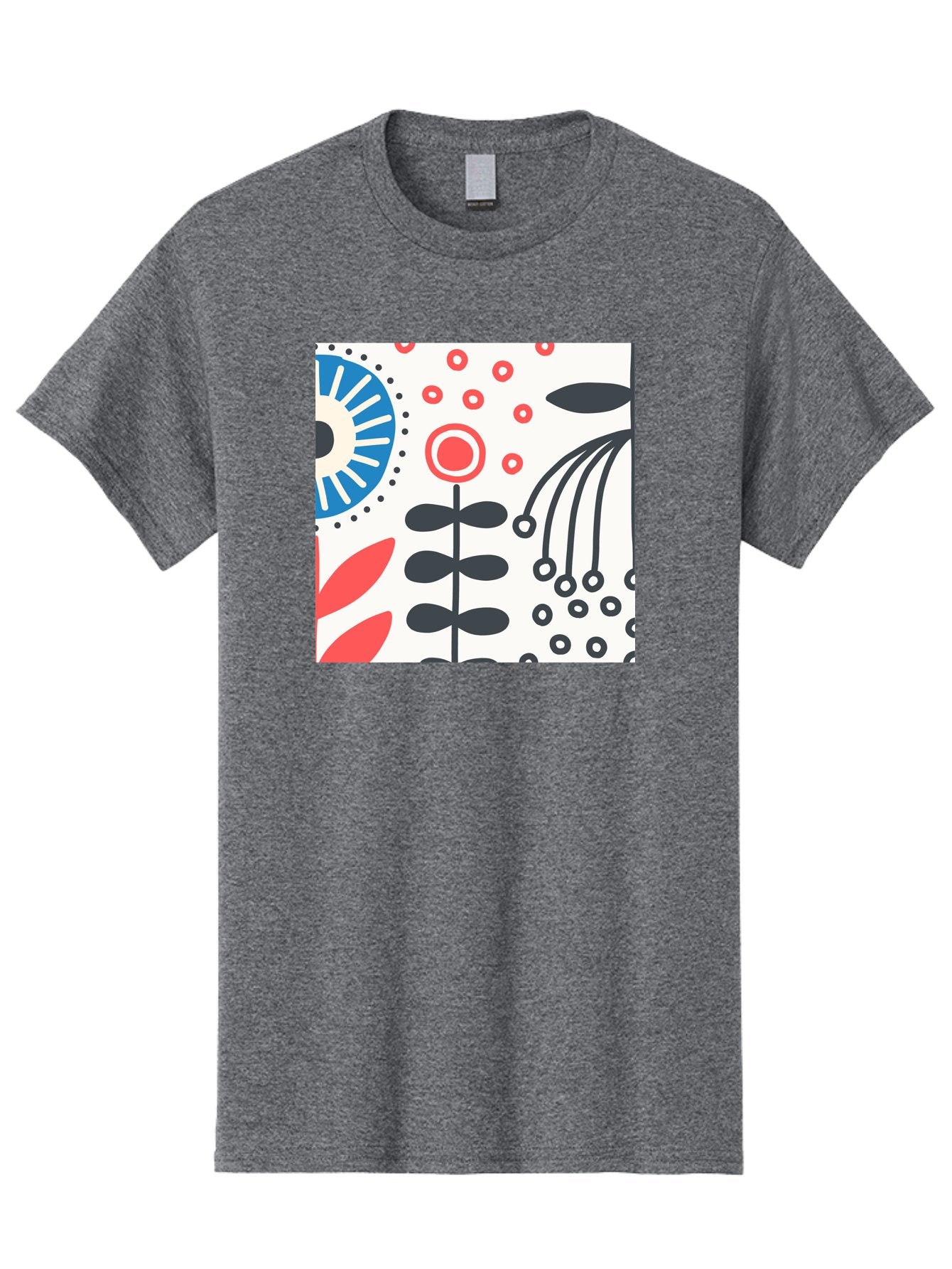 Flower-Design Men'S Graphic Tee, 100% Cotton, Comfortable Casual Summer Wear, Machine Washable, Abstract Floral Pattern, Minimalist Design, Bold Graphics, Modern Art, Floral Motifs, Red And Black Accents, Stylized Flowers, Geometric Shapes, Aab728 9