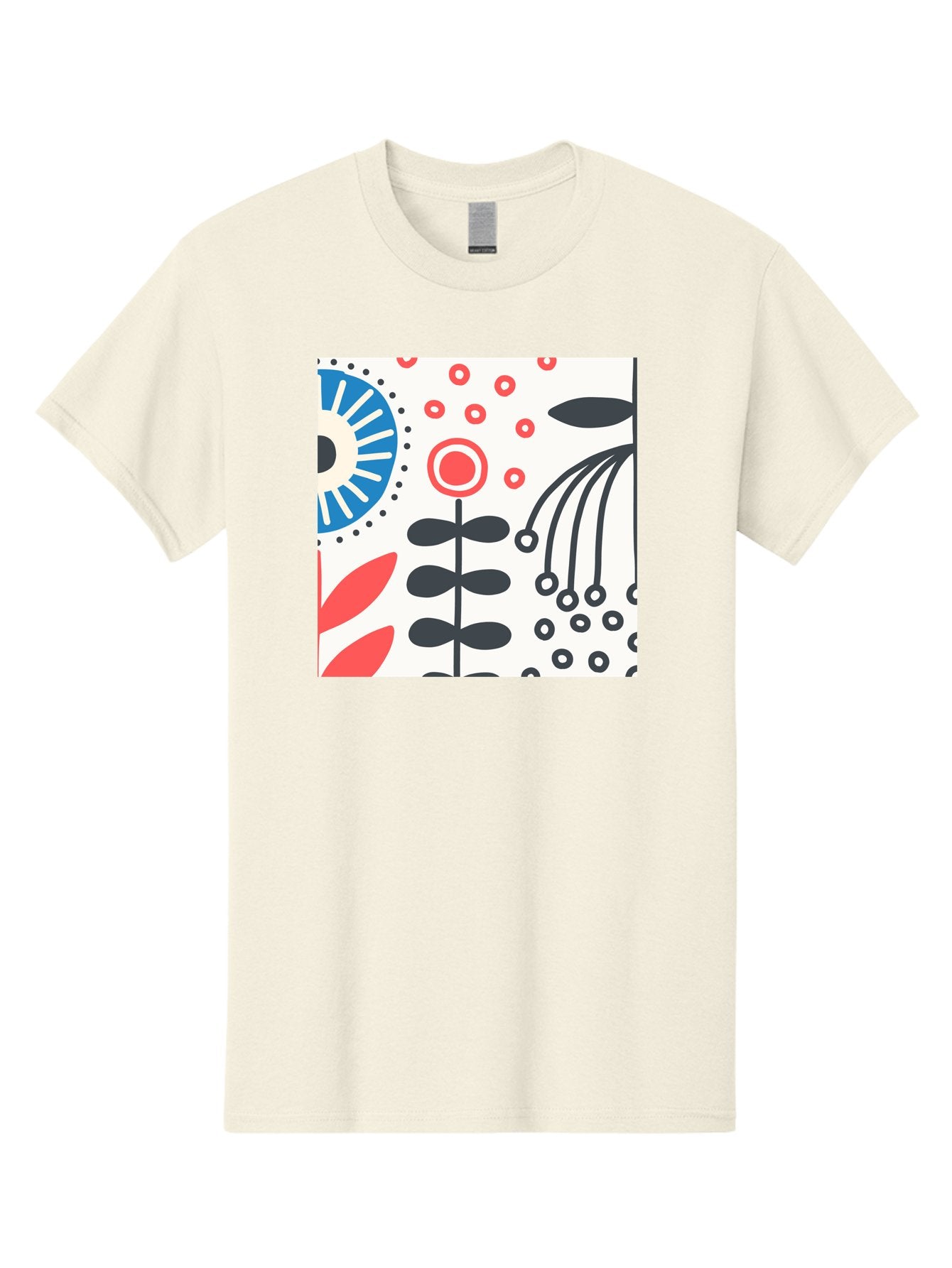 Flower-Design Men'S Graphic Tee, 100% Cotton, Comfortable Casual Summer Wear, Machine Washable, Abstract Floral Pattern, Minimalist Design, Bold Graphics, Modern Art, Floral Motifs, Red And Black Accents, Stylized Flowers, Geometric Shapes, Aab728 6