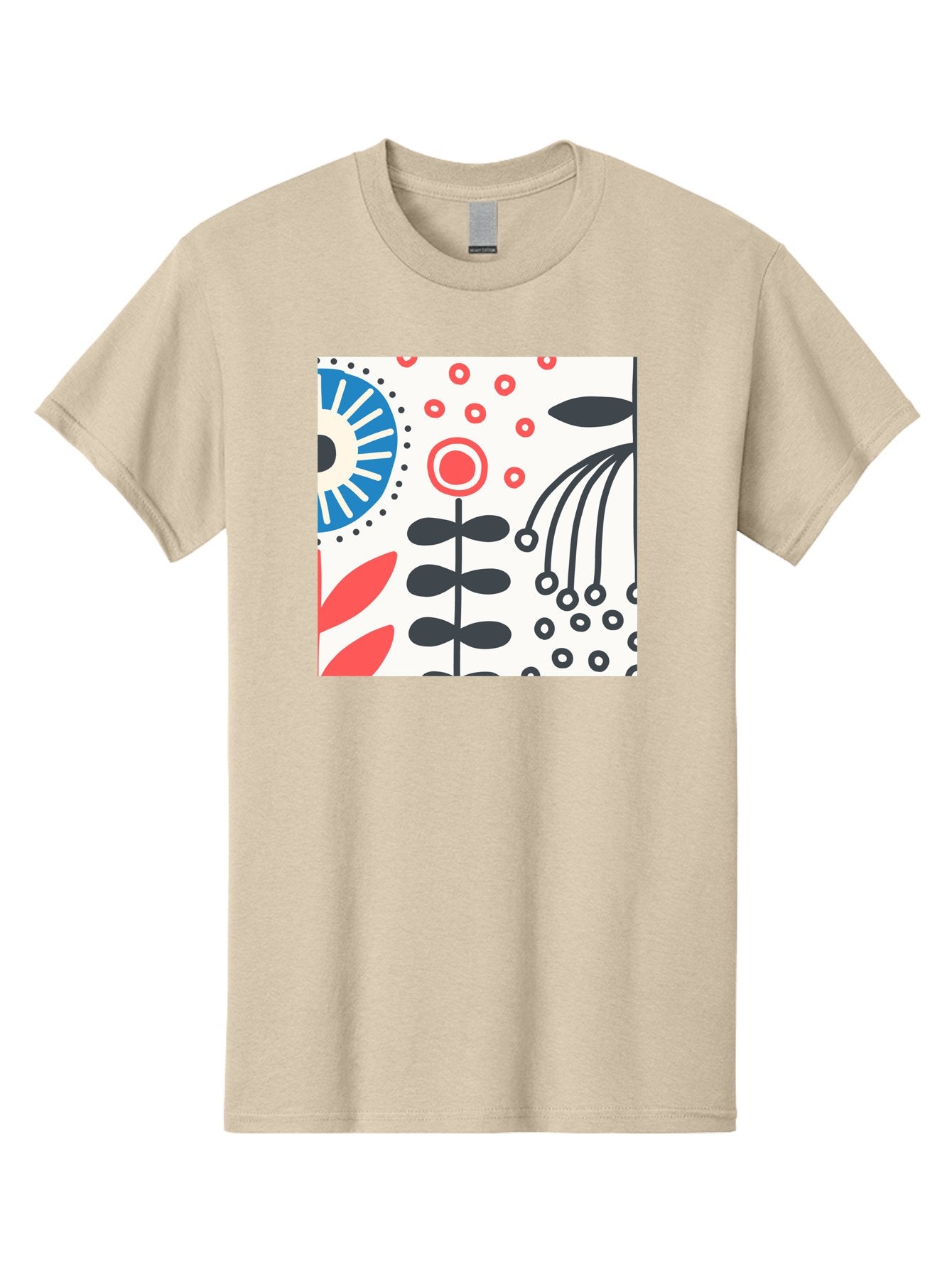 Flower-Design Men'S Graphic Tee, 100% Cotton, Comfortable Casual Summer Wear, Machine Washable, Abstract Floral Pattern, Minimalist Design, Bold Graphics, Modern Art, Floral Motifs, Red And Black Accents, Stylized Flowers, Geometric Shapes, Aab728 10