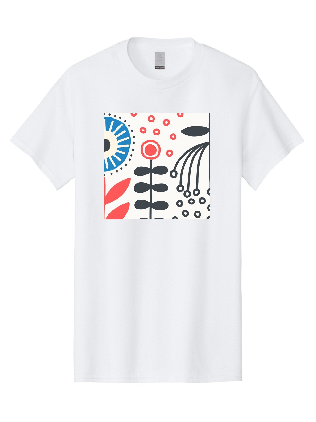 Flower-Design Men'S Graphic Tee, 100% Cotton, Comfortable Casual Summer Wear, Machine Washable, Abstract Floral Pattern, Minimalist Design, Bold Graphics, Modern Art, Floral Motifs, Red And Black Accents, Stylized Flowers, Geometric Shapes, Aab728