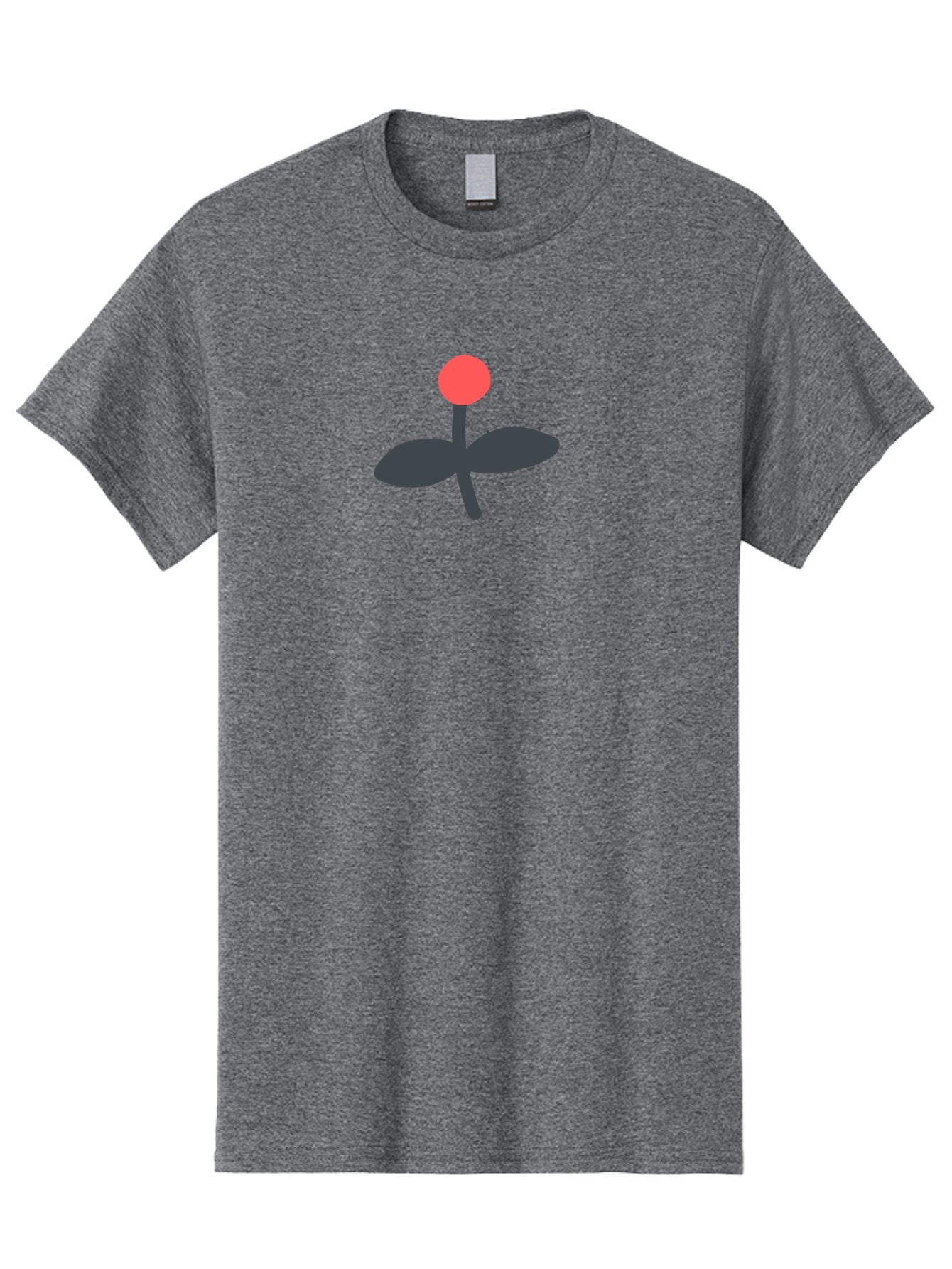 Flower-Graphic Men'S Graphic Tee, 100% Cotton, Comfortable Casual Summer Wear, Machine Washable, Simple Flower, Red Blossom, Black Leaves, Minimalist Design, Abstract Art, Floral Illustration, Modern Graphic Aab730