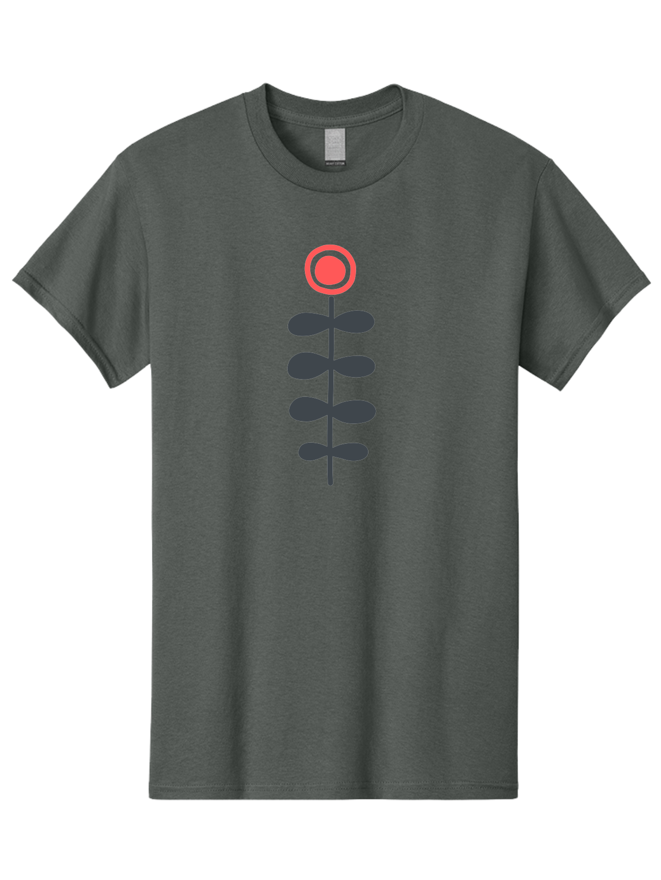 Flower-Icon-1 Men'S Graphic Tee, 100% Cotton, Comfortable Casual Summer Wear, Machine Washable, Simple Flower Graphic, Floral Design, Minimalist Art, Stem With Leaves, Red Flower Head, Graphic Illustration, Modern Botanical Aab731 23