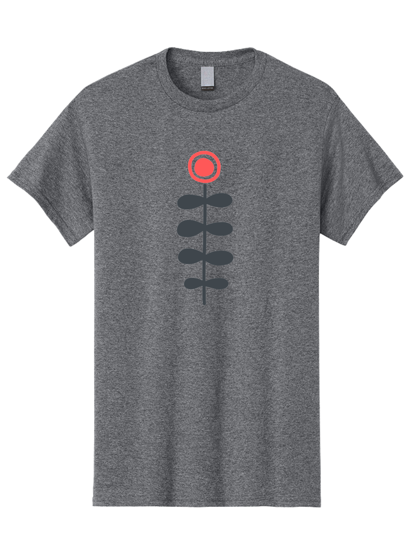 Flower-Icon-1 Men'S Graphic Tee, 100% Cotton, Comfortable Casual Summer Wear, Machine Washable, Simple Flower Graphic, Floral Design, Minimalist Art, Stem With Leaves, Red Flower Head, Graphic Illustration, Modern Botanical Aab731 19
