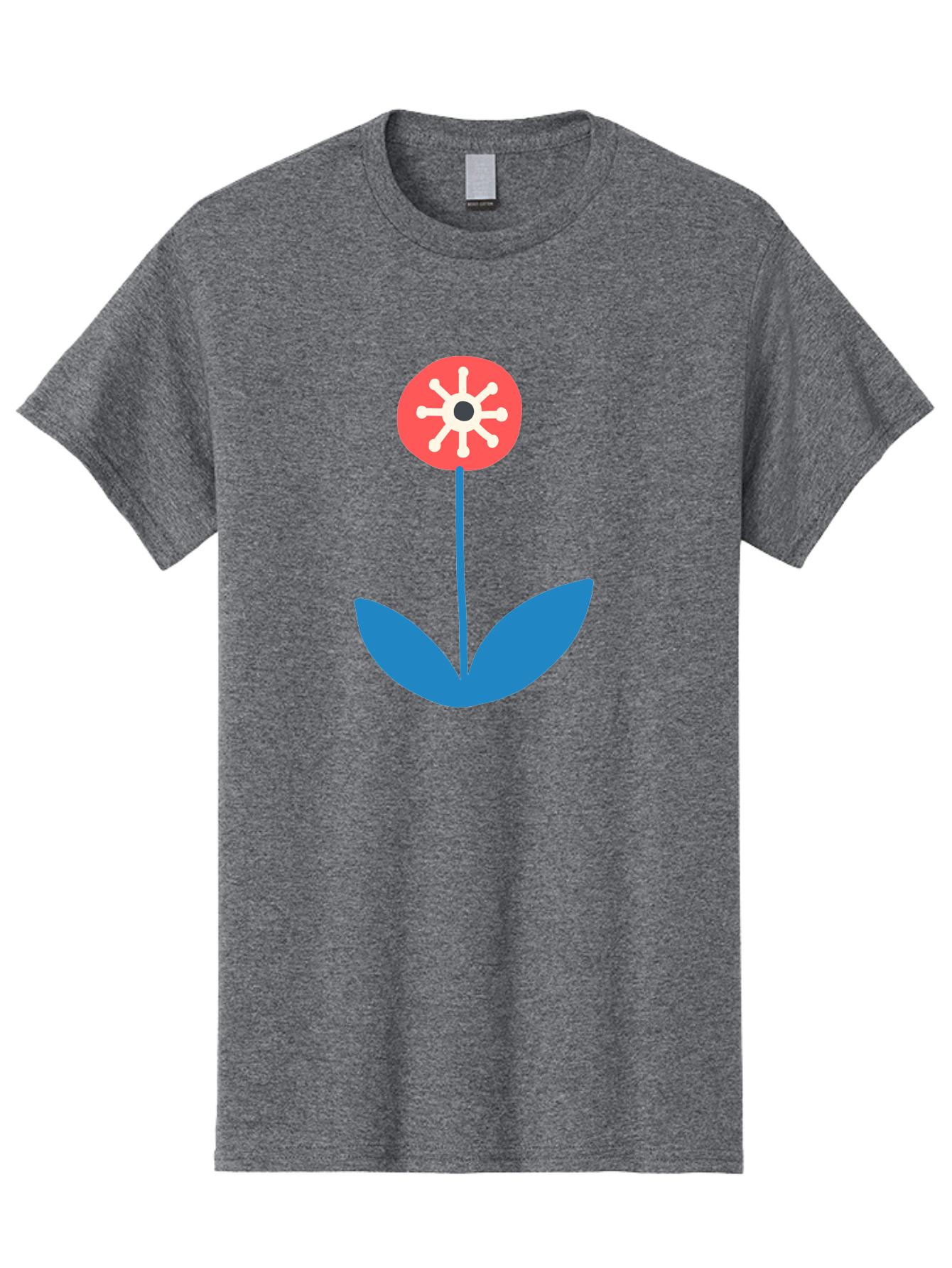 Flower-Icon Men'S Graphic Tee, 100% Cotton, Comfortable Casual Summer Wear, Machine Washable, Simple Flower, Minimalist Design, Red And White Petals, Blue Leaves, Floral Illustration, Modern Art, Digital Graphics, Stylized Bloom Aab732 27