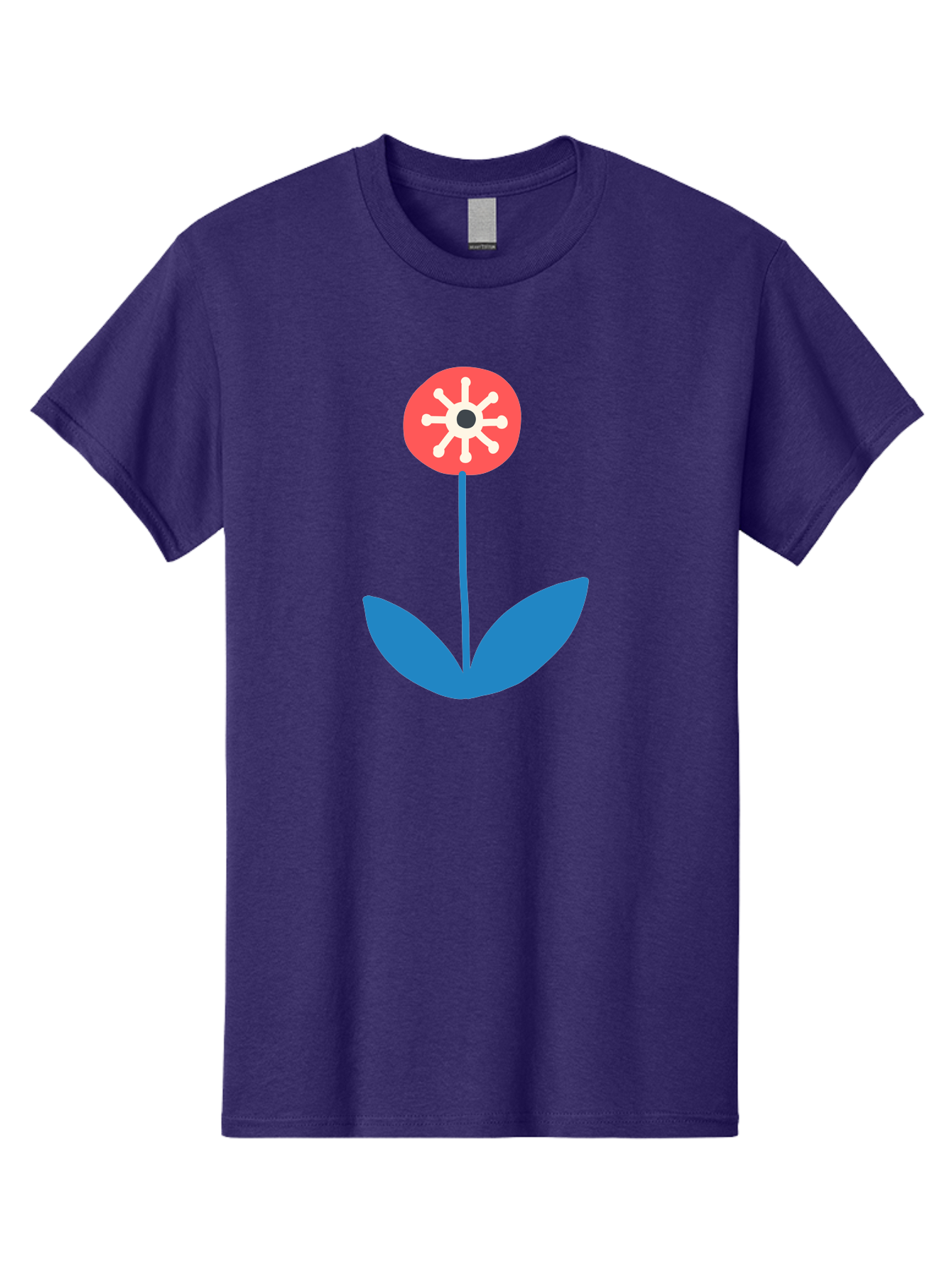 Flower-Icon Men'S Graphic Tee, 100% Cotton, Comfortable Casual Summer Wear, Machine Washable, Simple Flower, Minimalist Design, Red And White Petals, Blue Leaves, Floral Illustration, Modern Art, Digital Graphics, Stylized Bloom Aab732 21