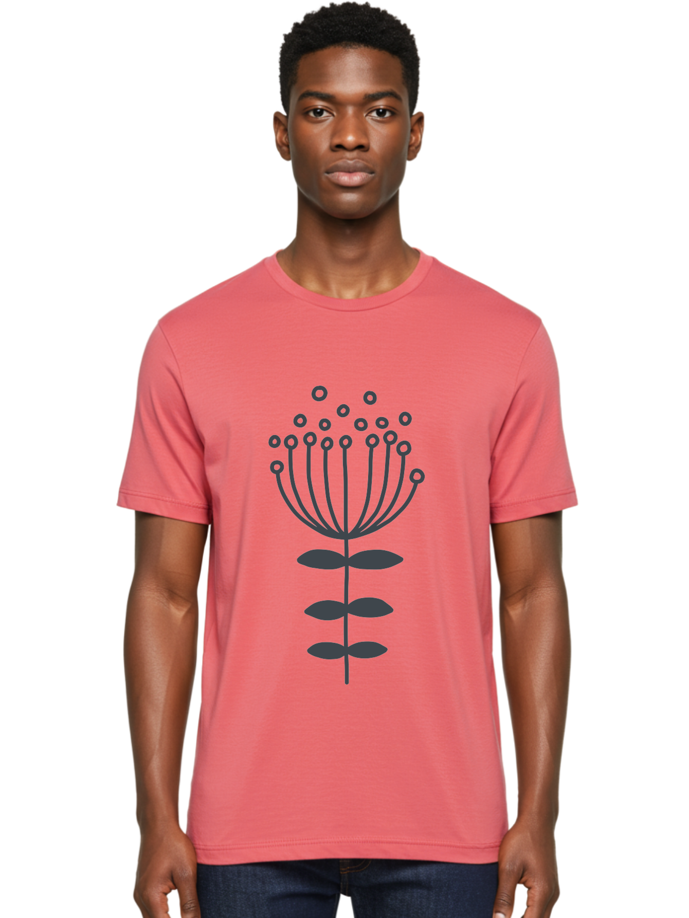 Flower-Illustration-1 Men'S Graphic Tee, 100% Cotton, Comfortable Casual Summer Wear, Machine Washable, Simple Flower Design, Minimalist Graphic, Floral Pattern, Modern Illustration, Botanical Art, Stylized Bloom Aab733 10