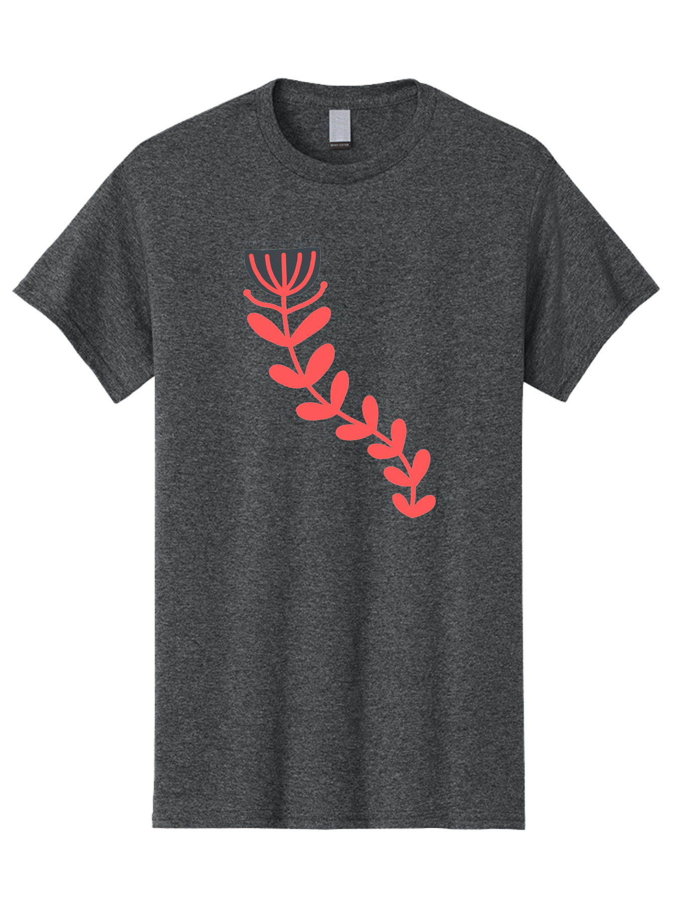 Flower-Illustration Men'S Graphic Tee, 100% Cotton, Comfortable Casual Summer Wear, Machine Washable, Stylized Tulip, Simple Design, Floral Pattern, Minimalist Art, Pink And Black, Leaves And Stem, Graphic Illustration, Modern Art Aab734 23