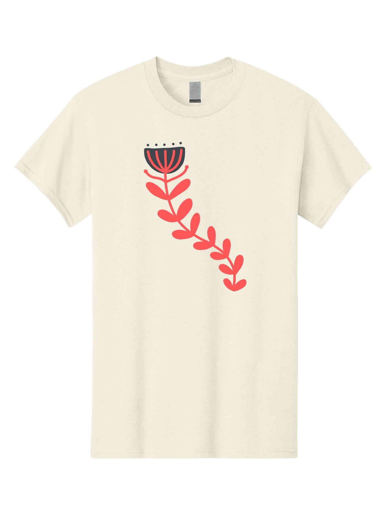 Flower-Illustration Men'S Graphic Tee, 100% Cotton, Comfortable Casual Summer Wear, Machine Washable, Stylized Tulip, Simple Design, Floral Pattern, Minimalist Art, Pink And Black, Leaves And Stem, Graphic Illustration, Modern Art Aab734 8