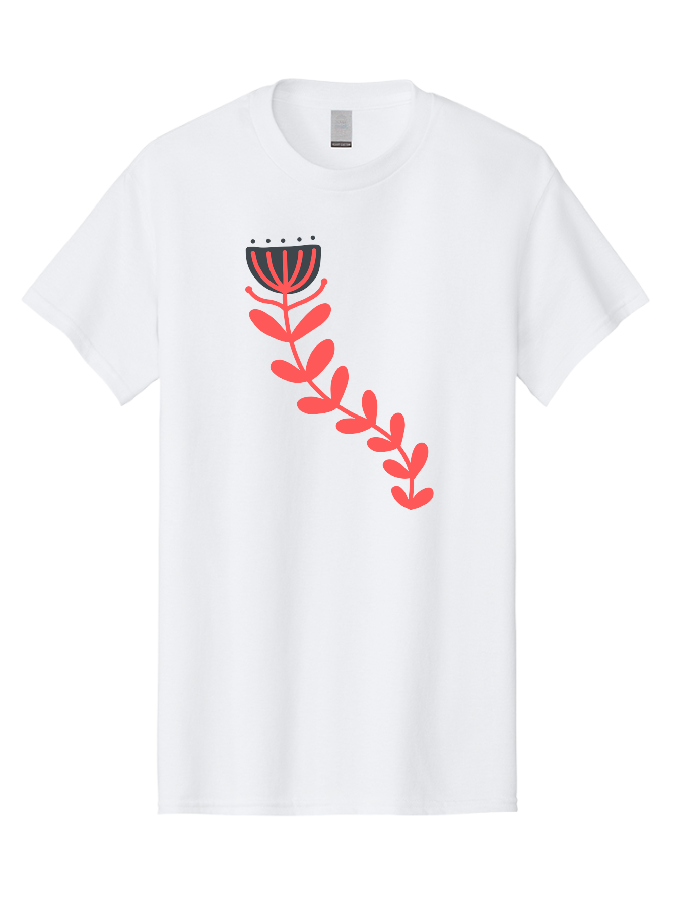 Flower-Illustration Men'S Graphic Tee, 100% Cotton, Comfortable Casual Summer Wear, Machine Washable, Stylized Tulip, Simple Design, Floral Pattern, Minimalist Art, Pink And Black, Leaves And Stem, Graphic Illustration, Modern Art Aab734 29