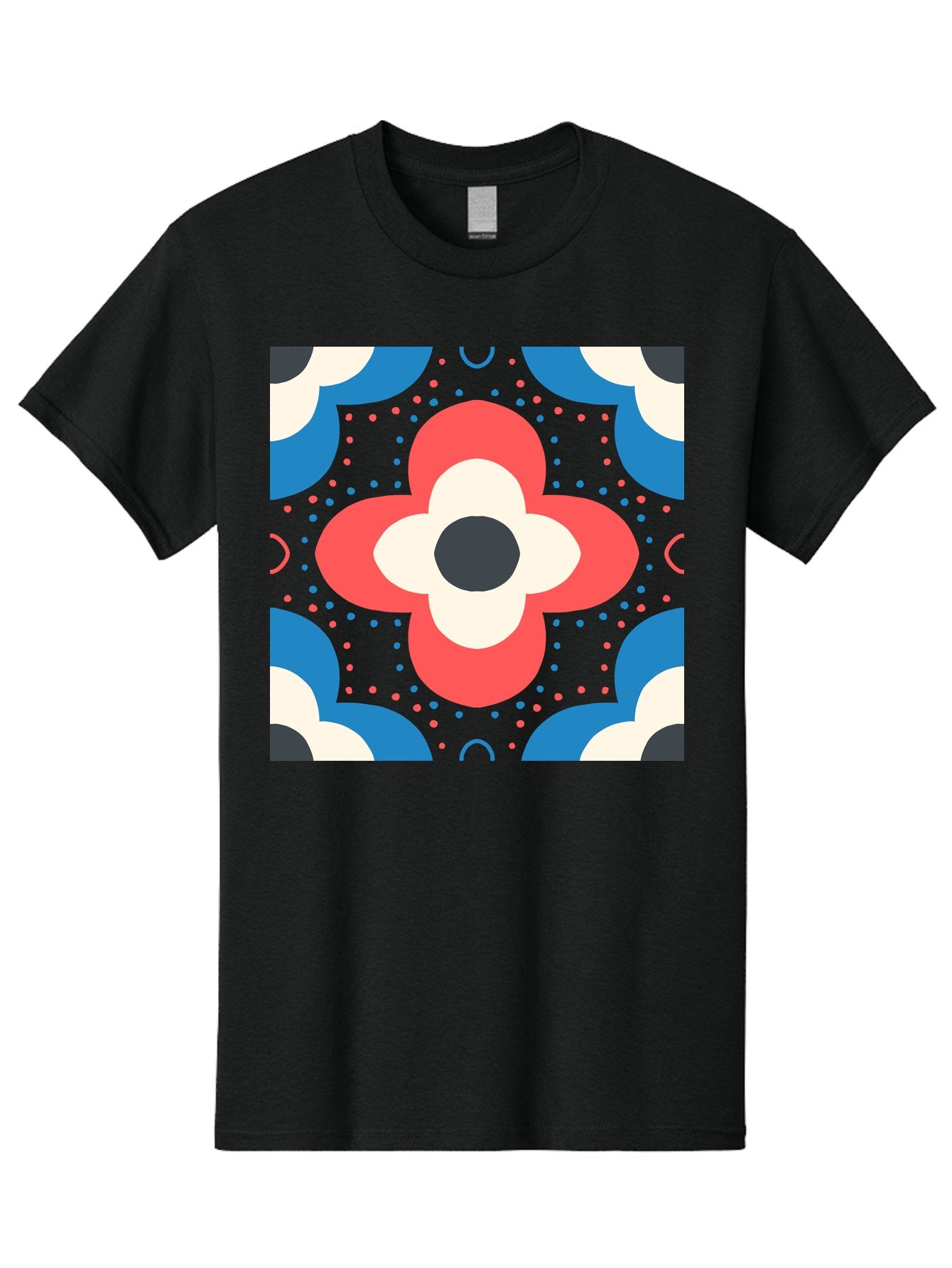 Flower-Pattern-3 Men'S Graphic Tee, 100% Cotton, Comfortable Casual Summer Wear, Machine Washable, Stylized Flower, Floral Pattern, Abstract Design, Geometric Shapes, Bold Colors, Vibrant Hues, Modern Art, Decorative Motif, Aab738 15