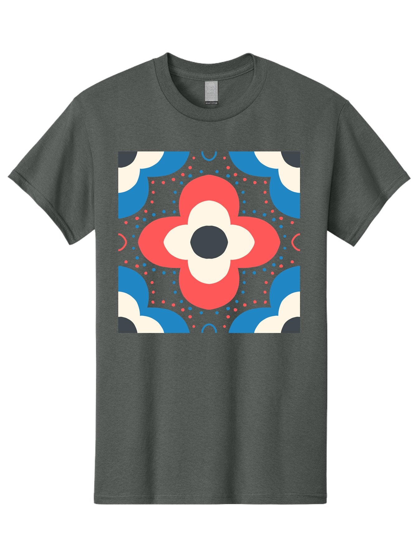 Flower-Pattern-3 Men'S Graphic Tee, 100% Cotton, Comfortable Casual Summer Wear, Machine Washable, Stylized Flower, Floral Pattern, Abstract Design, Geometric Shapes, Bold Colors, Vibrant Hues, Modern Art, Decorative Motif, Aab738 5