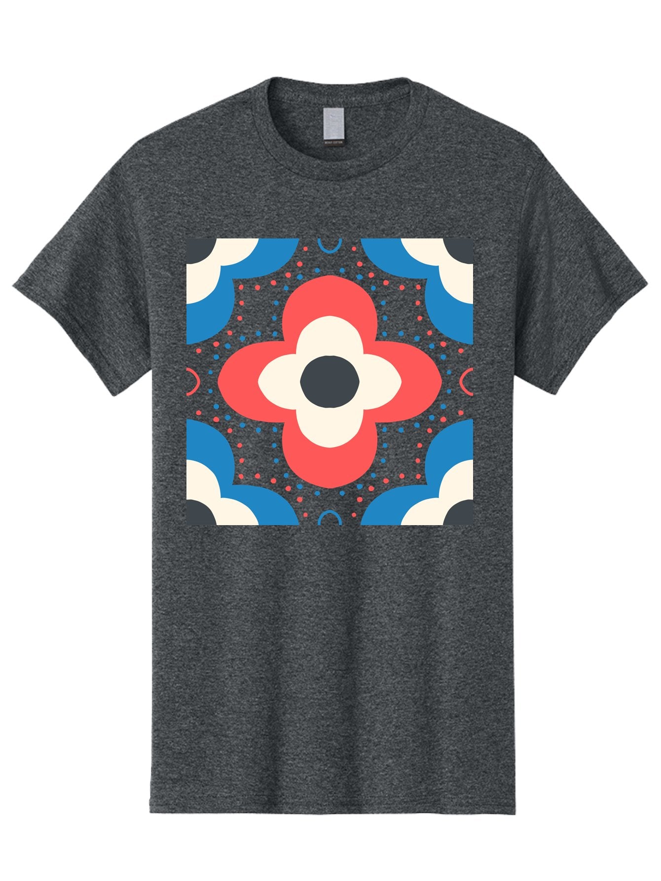 Flower-Pattern-3 Men'S Graphic Tee, 100% Cotton, Comfortable Casual Summer Wear, Machine Washable, Stylized Flower, Floral Pattern, Abstract Design, Geometric Shapes, Bold Colors, Vibrant Hues, Modern Art, Decorative Motif, Aab738 3