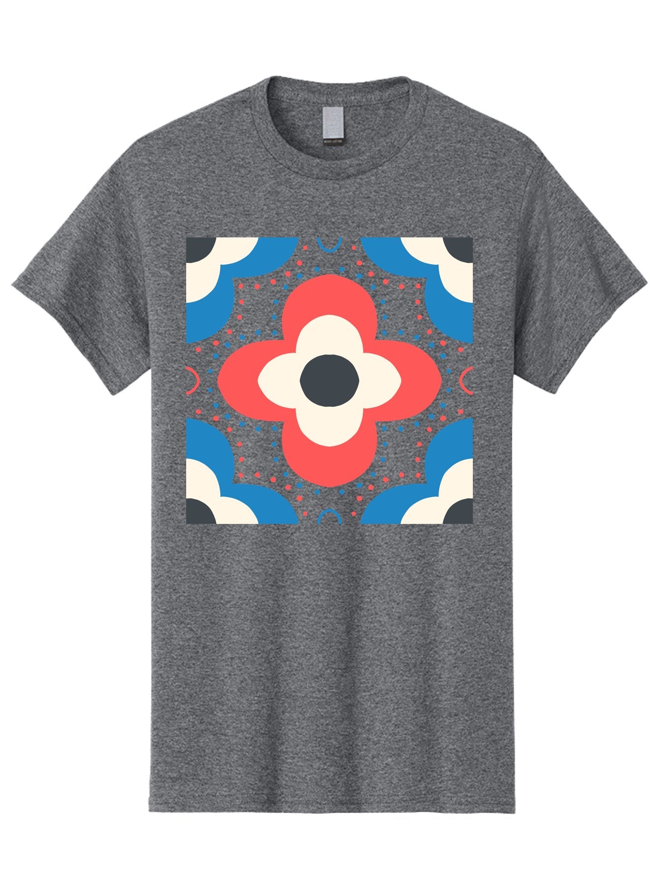 Flower-Pattern-3 Men'S Graphic Tee, 100% Cotton, Comfortable Casual Summer Wear, Machine Washable, Stylized Flower, Floral Pattern, Abstract Design, Geometric Shapes, Bold Colors, Vibrant Hues, Modern Art, Decorative Motif, Aab738