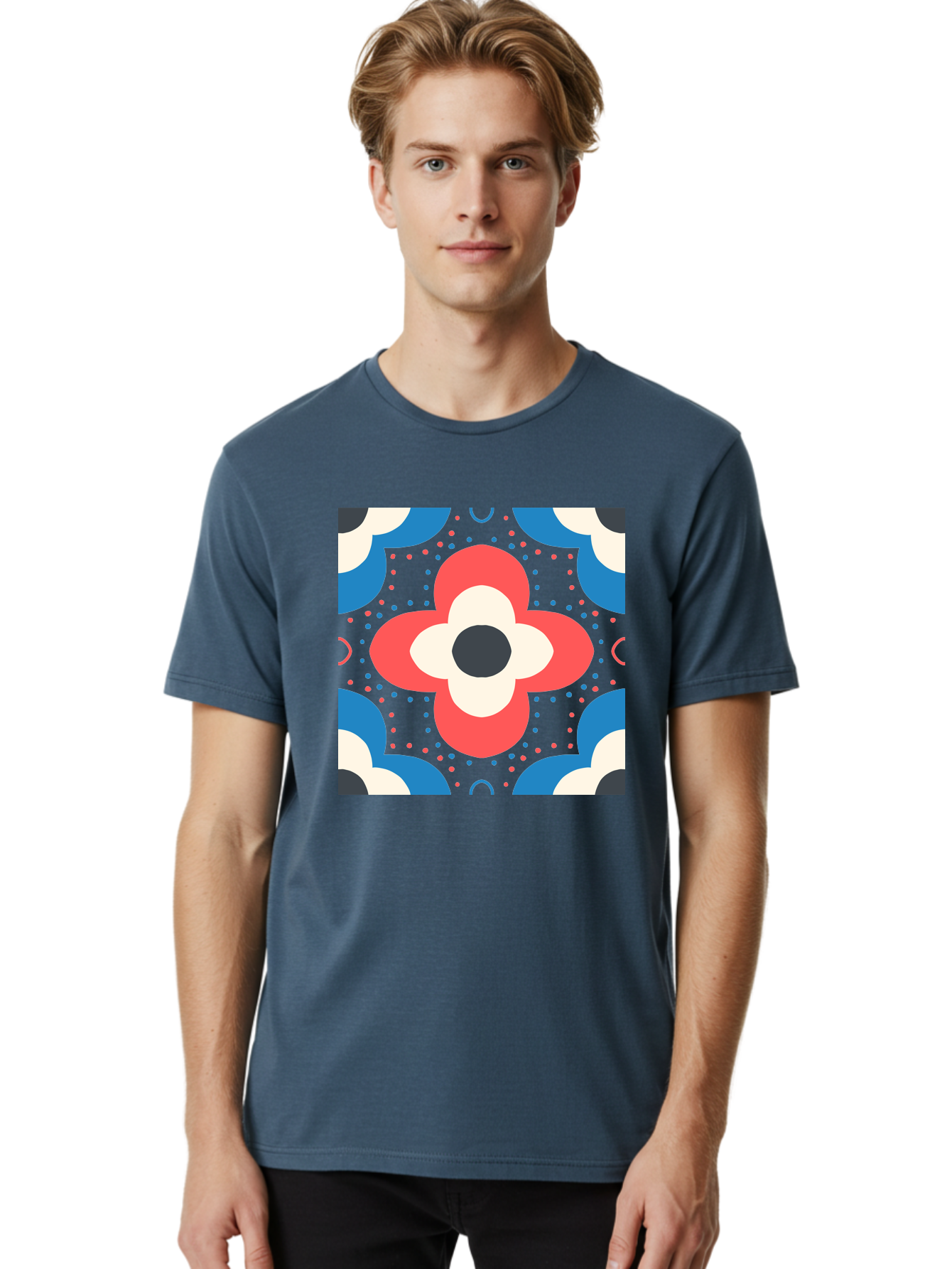 Flower-Pattern-3 Men'S Graphic Tee, 100% Cotton, Comfortable Casual Summer Wear, Machine Washable, Stylized Flower, Floral Pattern, Abstract Design, Geometric Shapes, Bold Colors, Vibrant Hues, Modern Art, Decorative Motif, Aab738 14