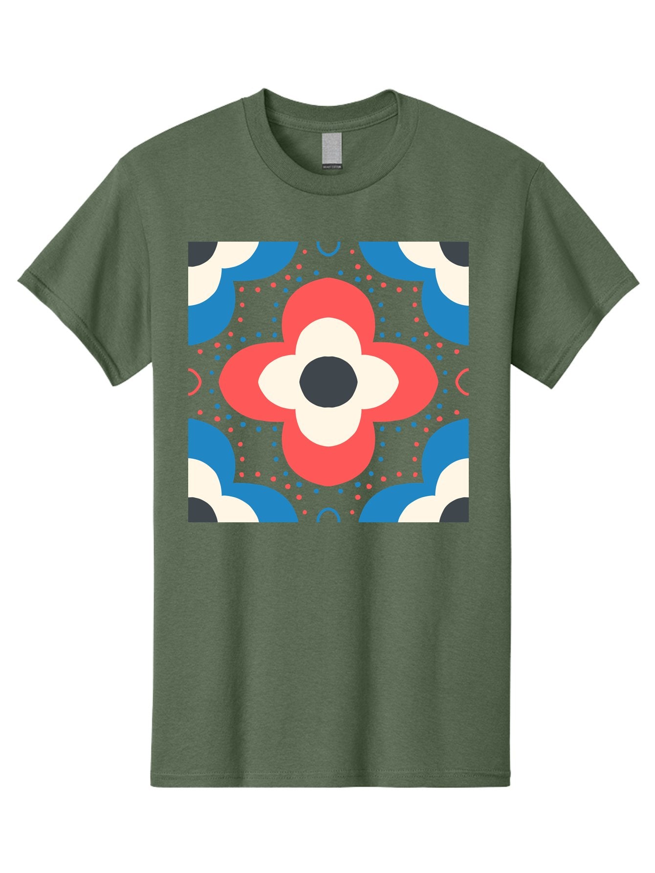 Flower-Pattern-3 Men'S Graphic Tee, 100% Cotton, Comfortable Casual Summer Wear, Machine Washable, Stylized Flower, Floral Pattern, Abstract Design, Geometric Shapes, Bold Colors, Vibrant Hues, Modern Art, Decorative Motif, Aab738 4