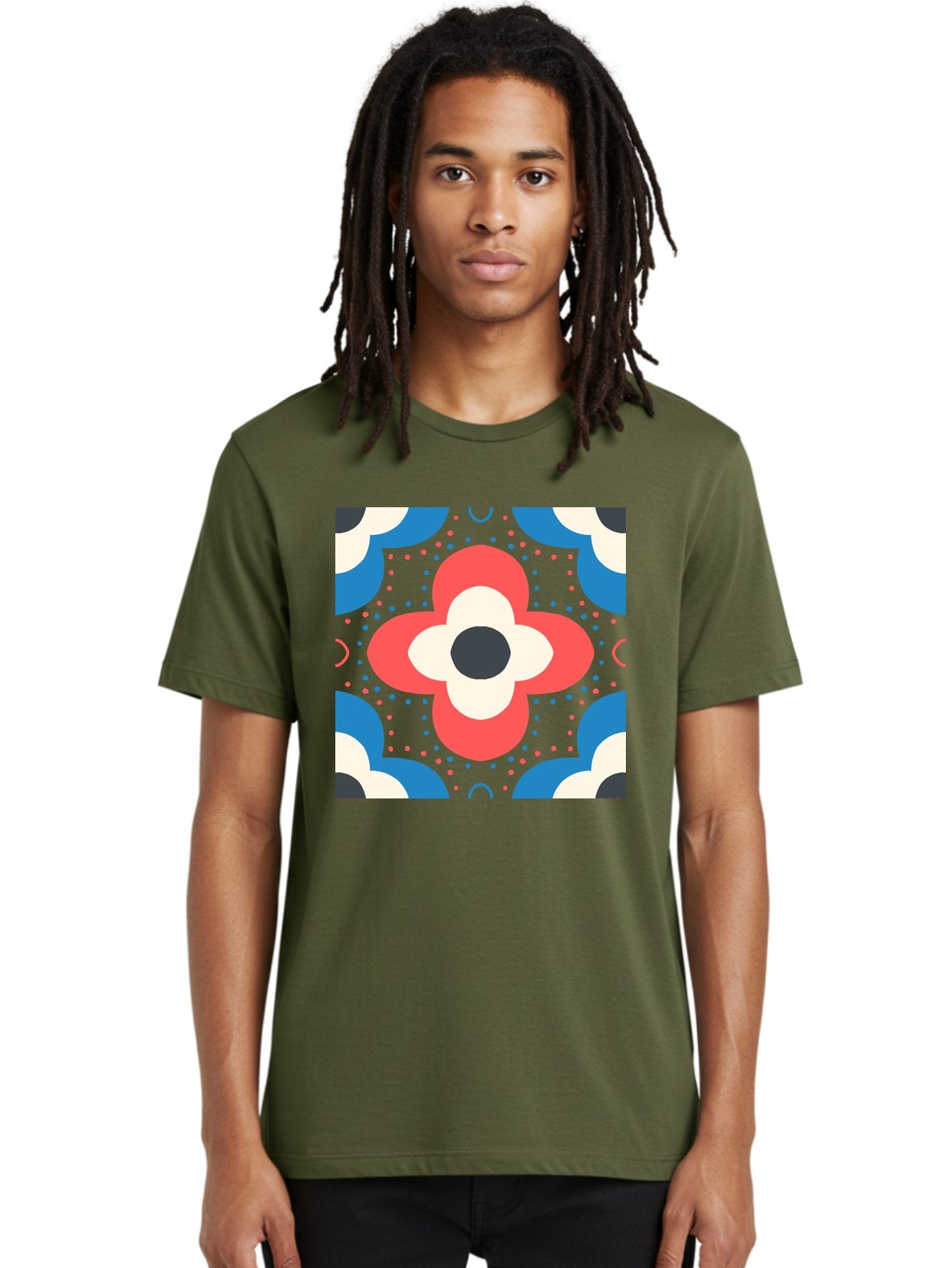 Flower-Pattern-3 Men'S Graphic Tee, 100% Cotton, Comfortable Casual Summer Wear, Machine Washable, Stylized Flower, Floral Pattern, Abstract Design, Geometric Shapes, Bold Colors, Vibrant Hues, Modern Art, Decorative Motif, Aab738 18
