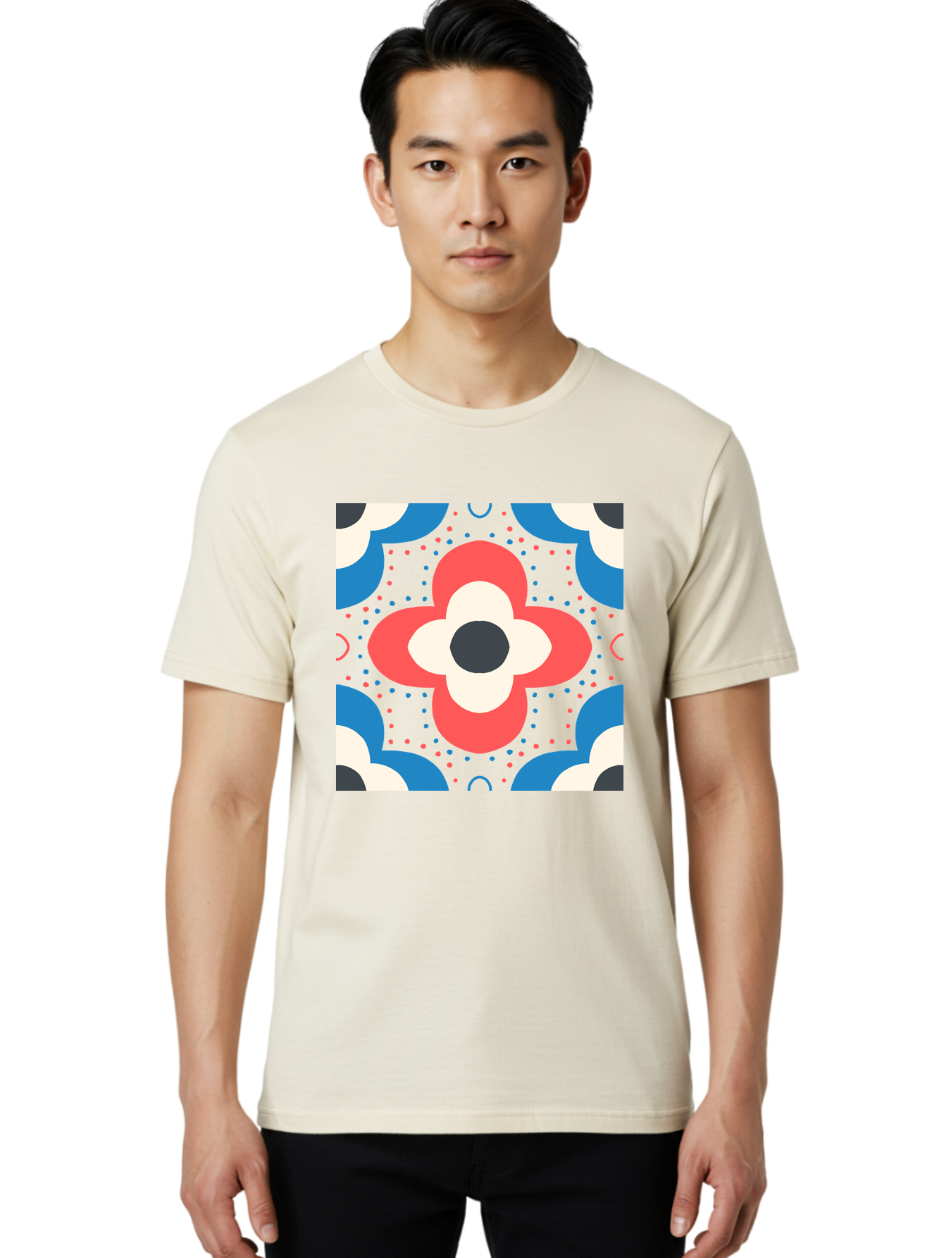 Flower-Pattern-3 Men'S Graphic Tee, 100% Cotton, Comfortable Casual Summer Wear, Machine Washable, Stylized Flower, Floral Pattern, Abstract Design, Geometric Shapes, Bold Colors, Vibrant Hues, Modern Art, Decorative Motif, Aab738 30