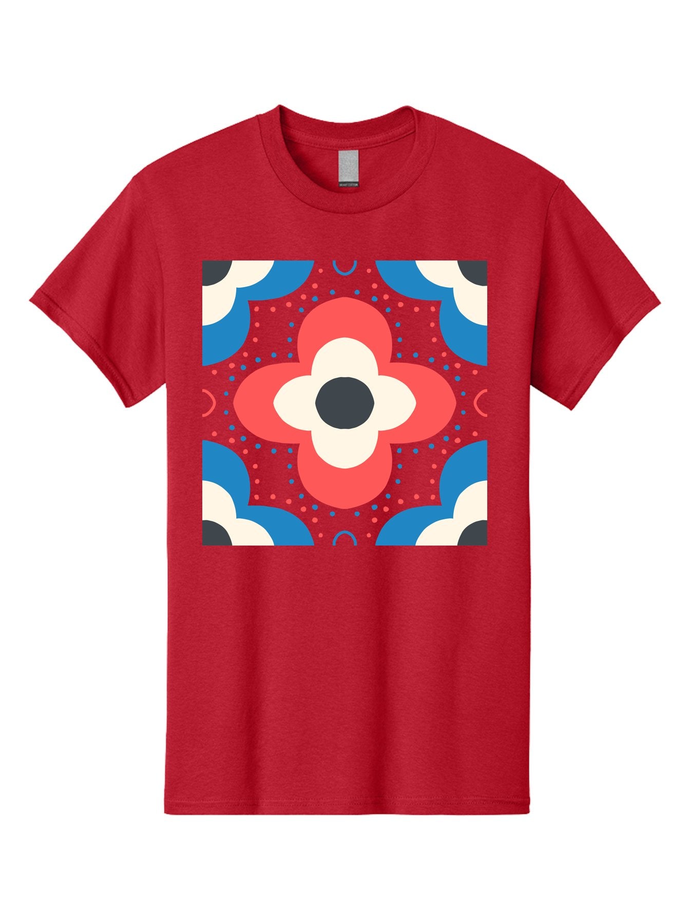 Flower-Pattern-3 Men'S Graphic Tee, 100% Cotton, Comfortable Casual Summer Wear, Machine Washable, Stylized Flower, Floral Pattern, Abstract Design, Geometric Shapes, Bold Colors, Vibrant Hues, Modern Art, Decorative Motif, Aab738 9