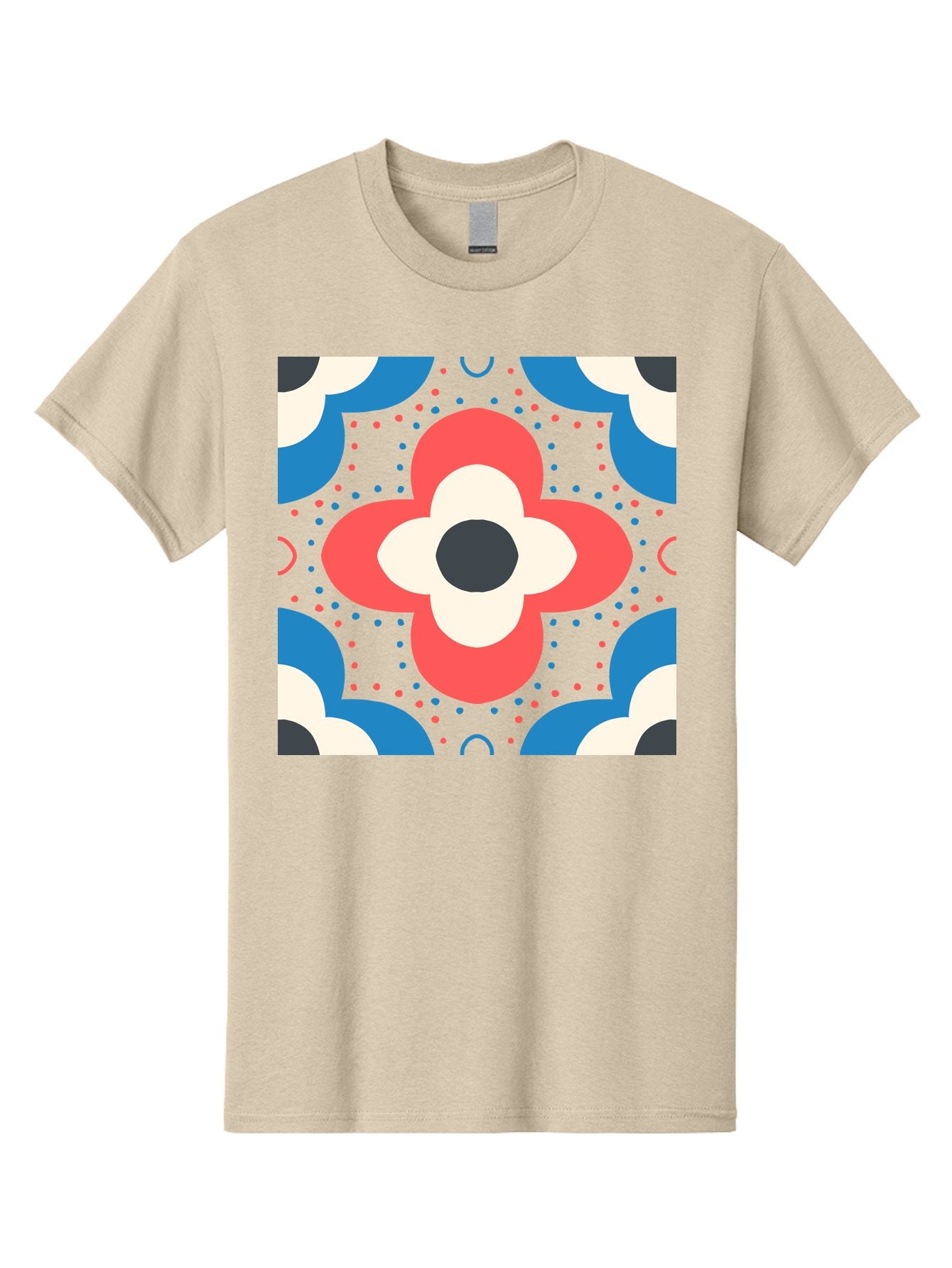Flower-Pattern-3 Men'S Graphic Tee, 100% Cotton, Comfortable Casual Summer Wear, Machine Washable, Stylized Flower, Floral Pattern, Abstract Design, Geometric Shapes, Bold Colors, Vibrant Hues, Modern Art, Decorative Motif, Aab738