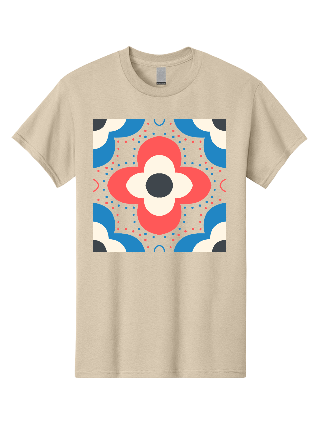 Flower-Pattern-3 Men'S Graphic Tee, 100% Cotton, Comfortable Casual Summer Wear, Machine Washable, Stylized Flower, Floral Pattern, Abstract Design, Geometric Shapes, Bold Colors, Vibrant Hues, Modern Art, Decorative Motif, Aab738 21