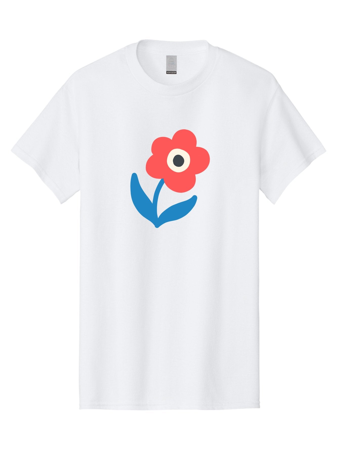 Flower-With-Eye Men'S Graphic Tee, 100% Cotton, Comfortable Casual Summer Wear, Machine Washable, Red Flower, Blue Leaves, White And Black Center, Simple Illustration, Minimalist Design, Childrens Art, Cartoon Flower, Playful Graphics Aab741 15