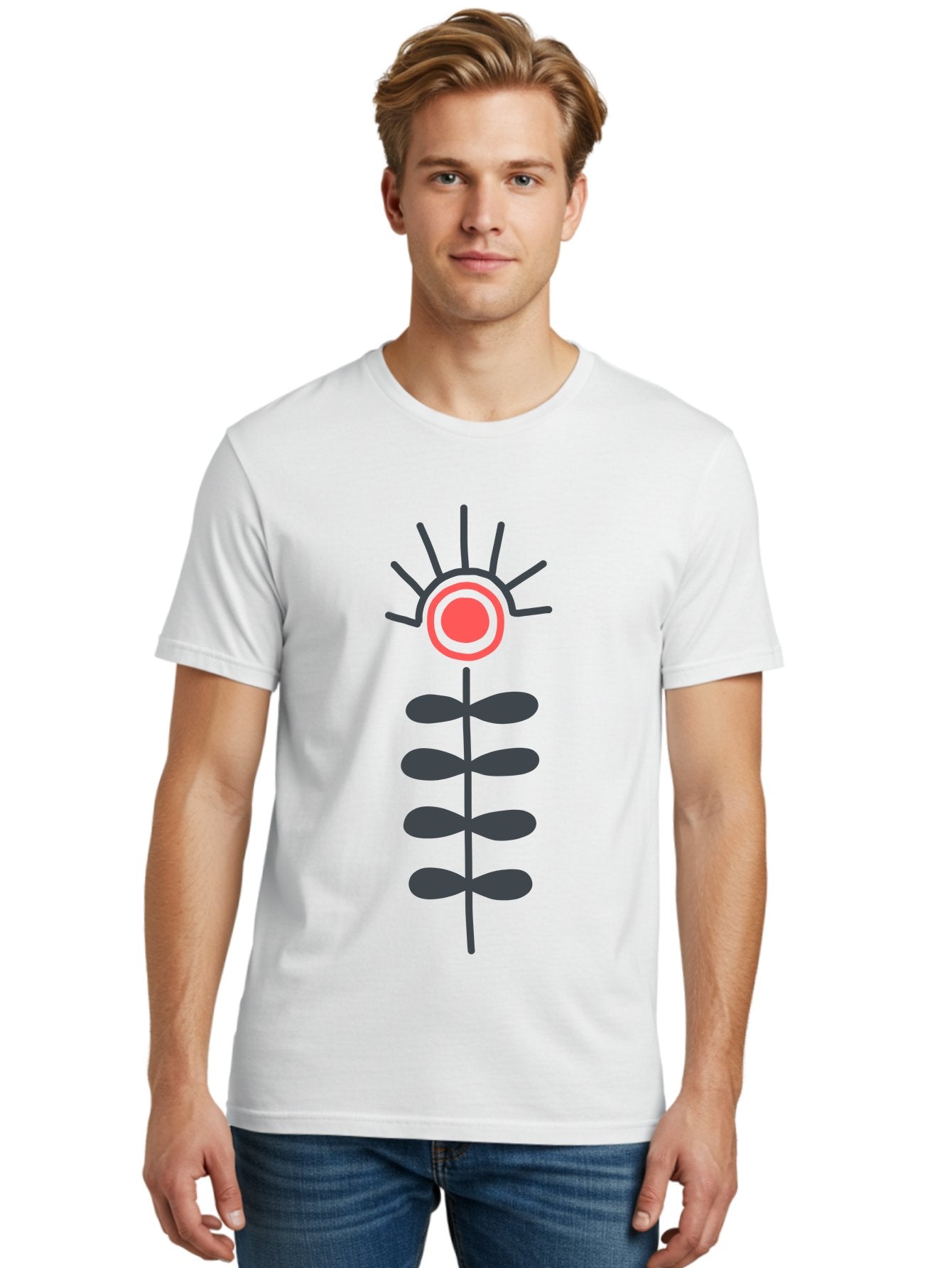 Flower Men'S Graphic Tee, 100% Cotton, Comfortable Casual Summer Wear, Machine Washable, Simple Flower Design, Minimalist Art, Floral Illustration, Graphic Icon, Modern Botanical, Stylized Bloom, Simple Shapes Aab742 26