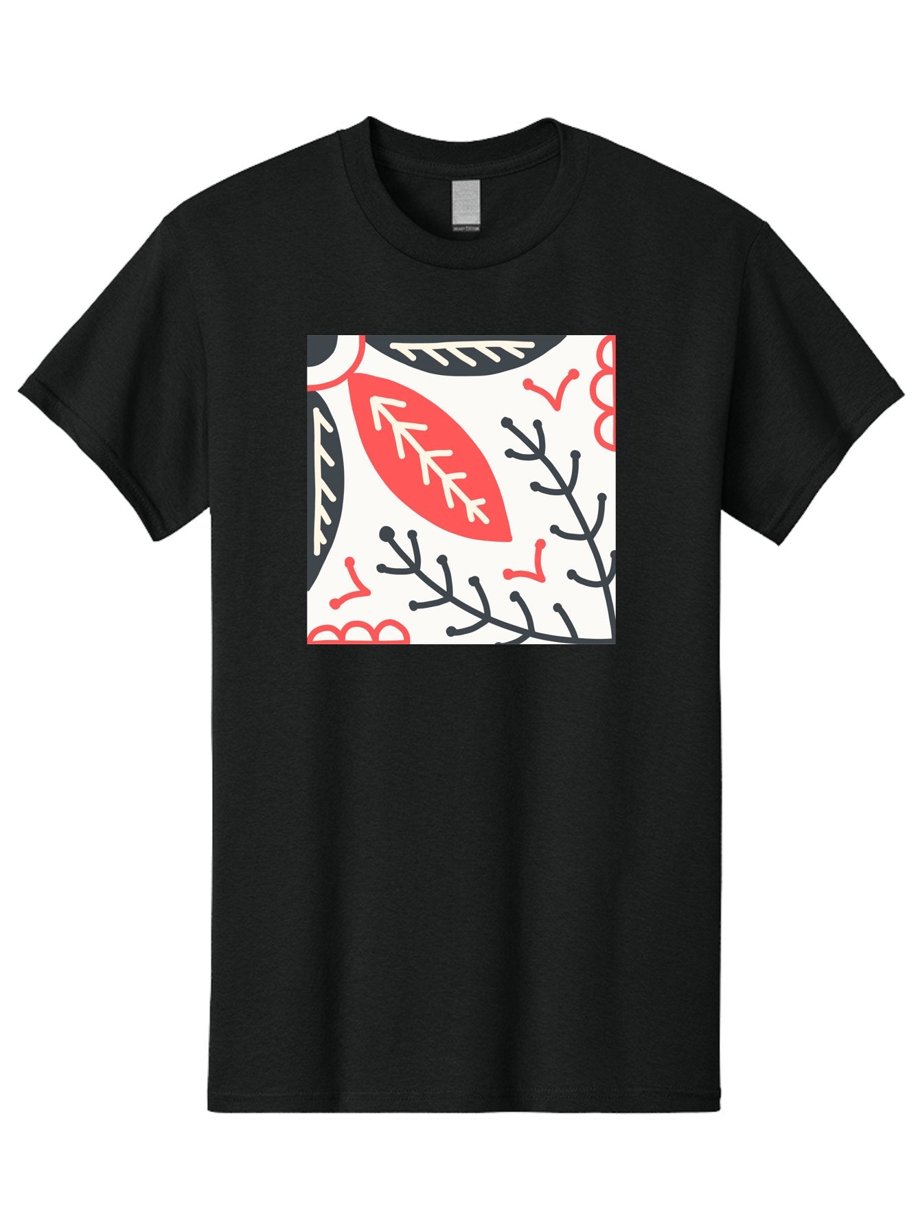 Foliage-Pattern Men'S Graphic Tee, 100% Cotton, Comfortable Casual Summer Wear, Machine Washable, Leaf Pattern, Floral Design, Botanical Art, Red And Black Leaves, Minimalist Style, Abstract Foliage, Decorative Elements, Modern Illustration Aab744 3