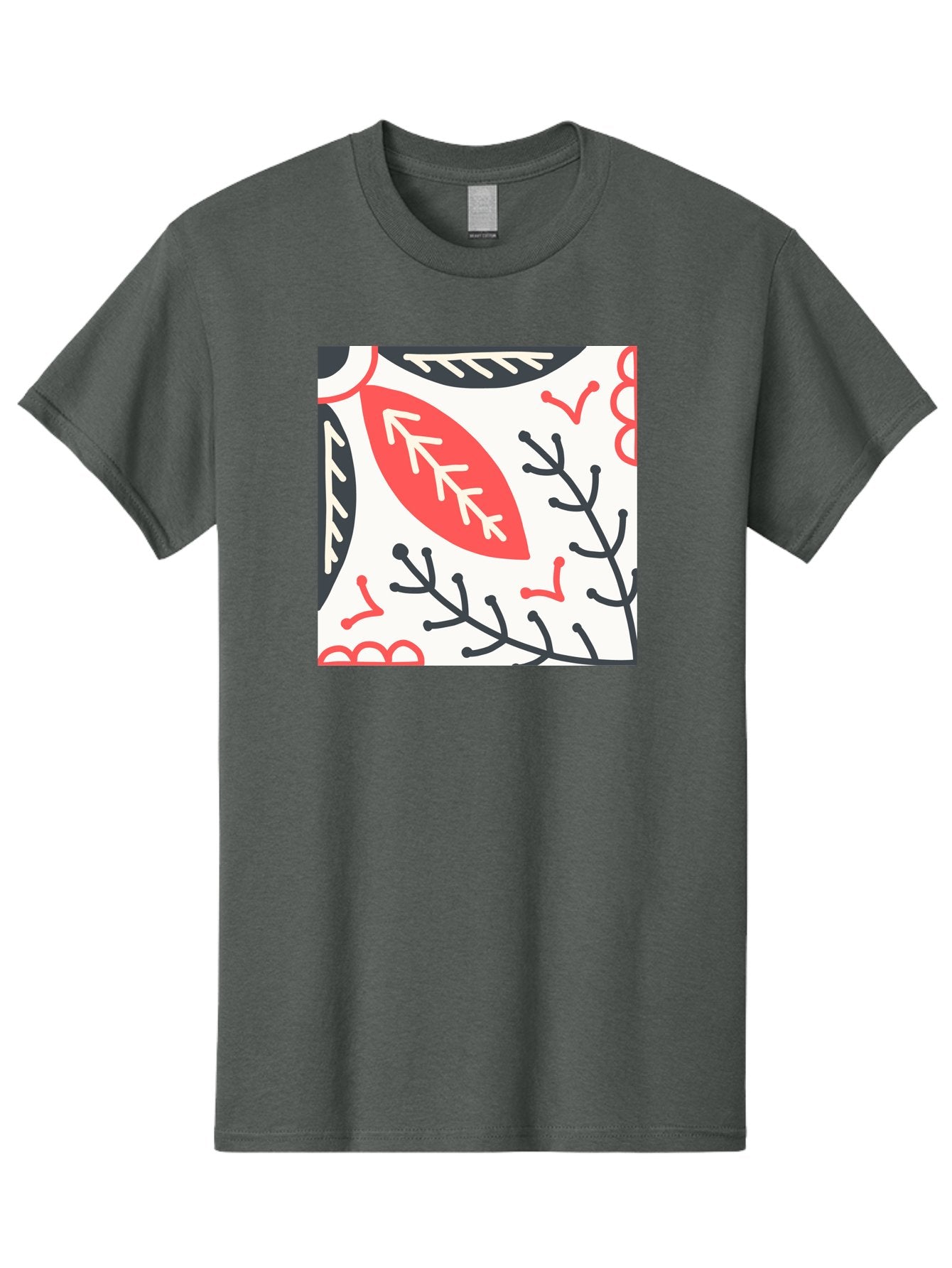 Foliage-Pattern Men'S Graphic Tee, 100% Cotton, Comfortable Casual Summer Wear, Machine Washable, Leaf Pattern, Floral Design, Botanical Art, Red And Black Leaves, Minimalist Style, Abstract Foliage, Decorative Elements, Modern Illustration Aab744 10