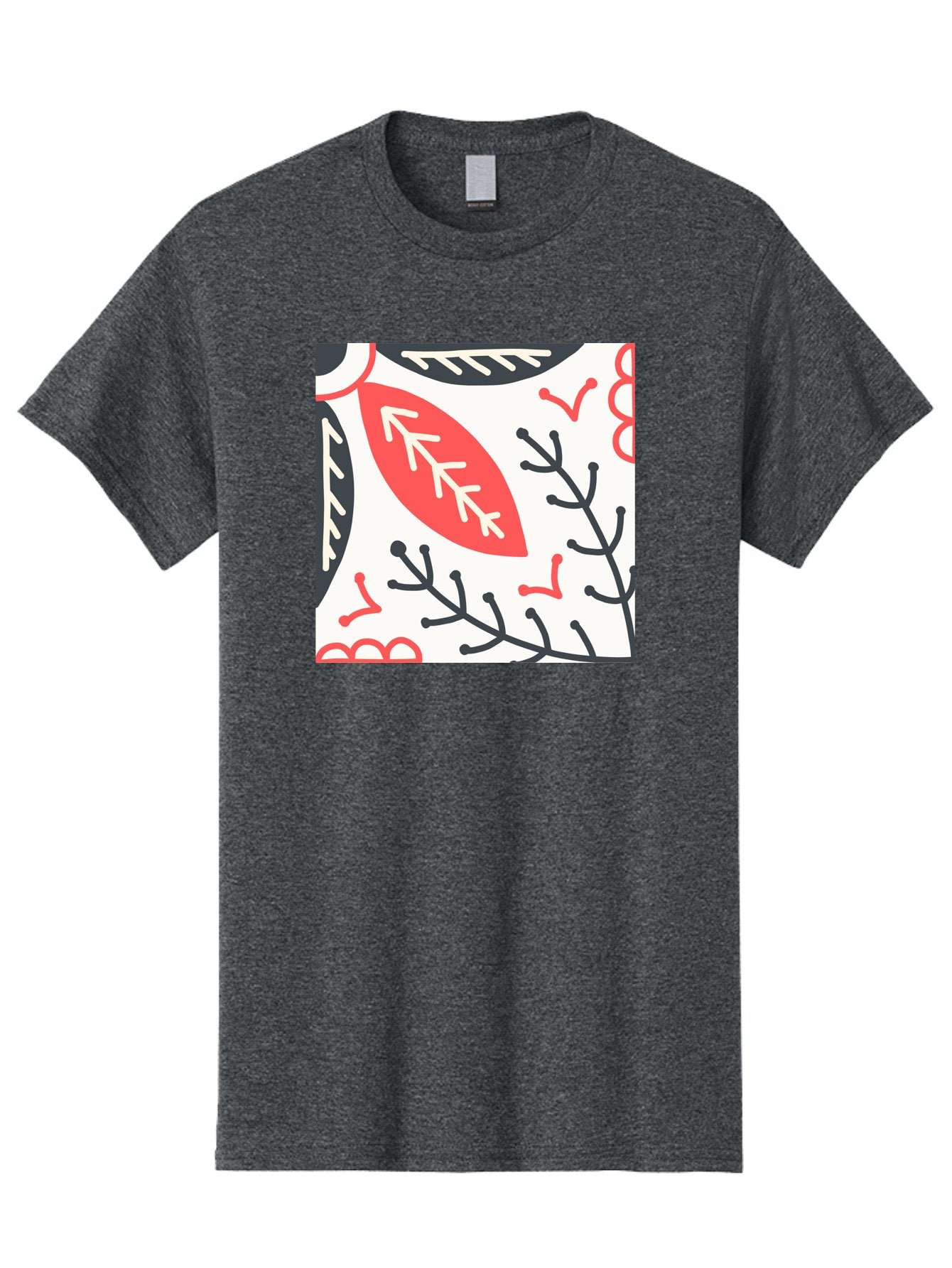 Foliage-Pattern Men'S Graphic Tee, 100% Cotton, Comfortable Casual Summer Wear, Machine Washable, Leaf Pattern, Floral Design, Botanical Art, Red And Black Leaves, Minimalist Style, Abstract Foliage, Decorative Elements, Modern Illustration Aab744 4