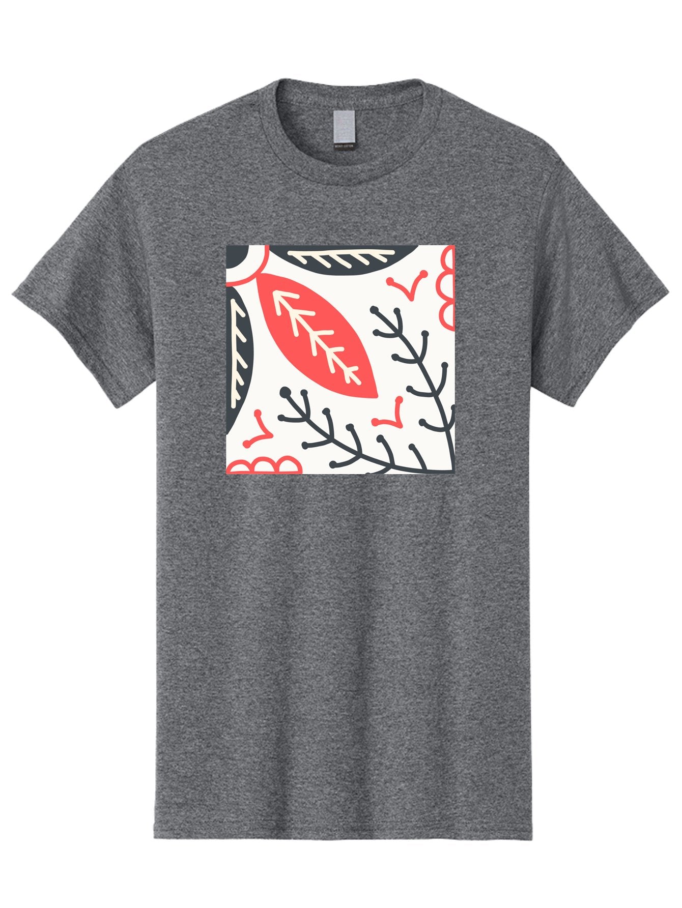 Foliage-Pattern Men'S Graphic Tee, 100% Cotton, Comfortable Casual Summer Wear, Machine Washable, Leaf Pattern, Floral Design, Botanical Art, Red And Black Leaves, Minimalist Style, Abstract Foliage, Decorative Elements, Modern Illustration Aab744 12