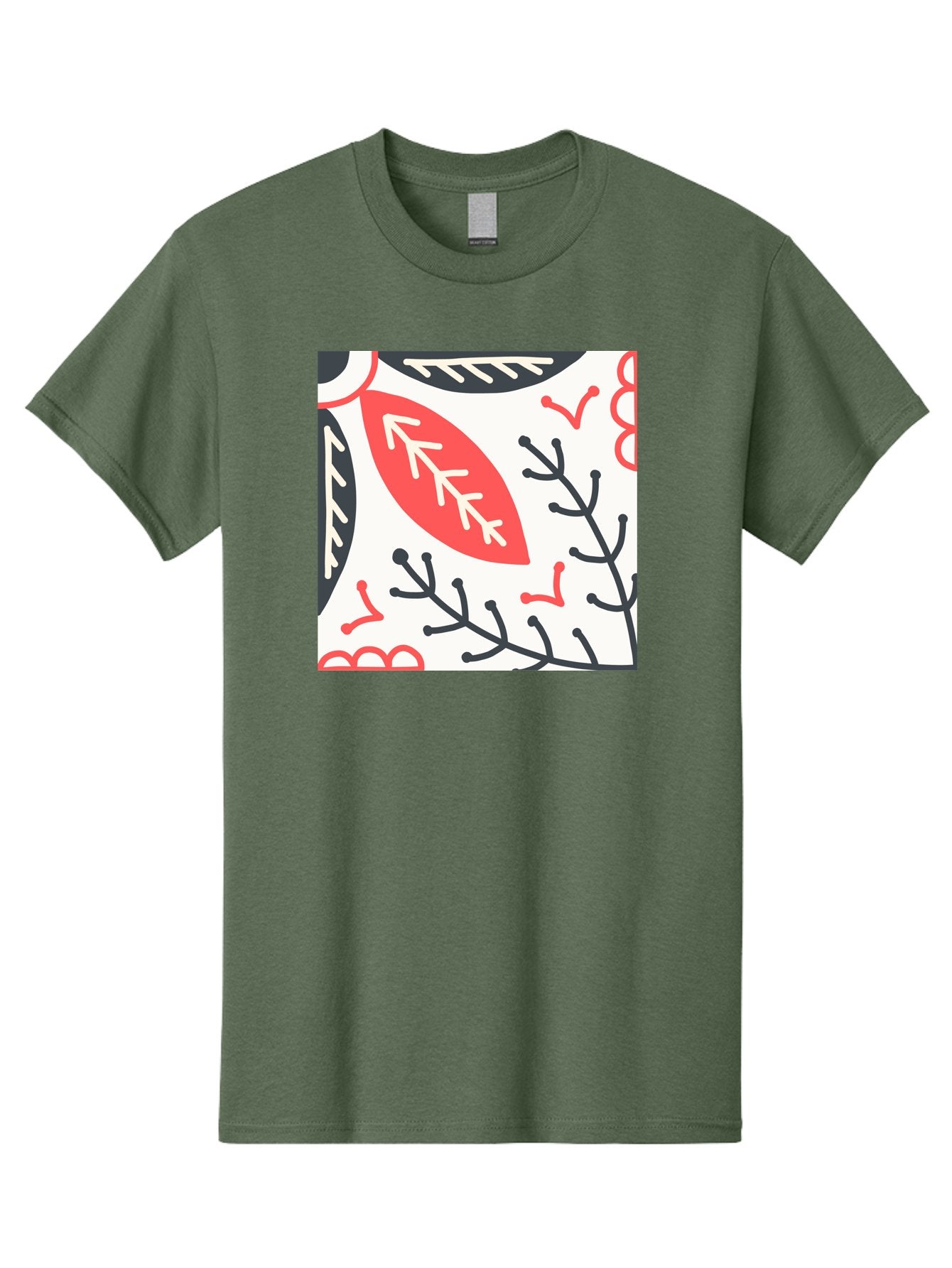 Foliage-Pattern Men'S Graphic Tee, 100% Cotton, Comfortable Casual Summer Wear, Machine Washable, Leaf Pattern, Floral Design, Botanical Art, Red And Black Leaves, Minimalist Style, Abstract Foliage, Decorative Elements, Modern Illustration Aab744 9