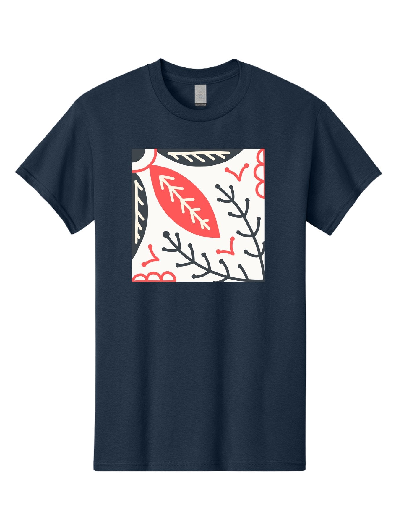 Foliage-Pattern Men'S Graphic Tee, 100% Cotton, Comfortable Casual Summer Wear, Machine Washable, Leaf Pattern, Floral Design, Botanical Art, Red And Black Leaves, Minimalist Style, Abstract Foliage, Decorative Elements, Modern Illustration Aab744 14