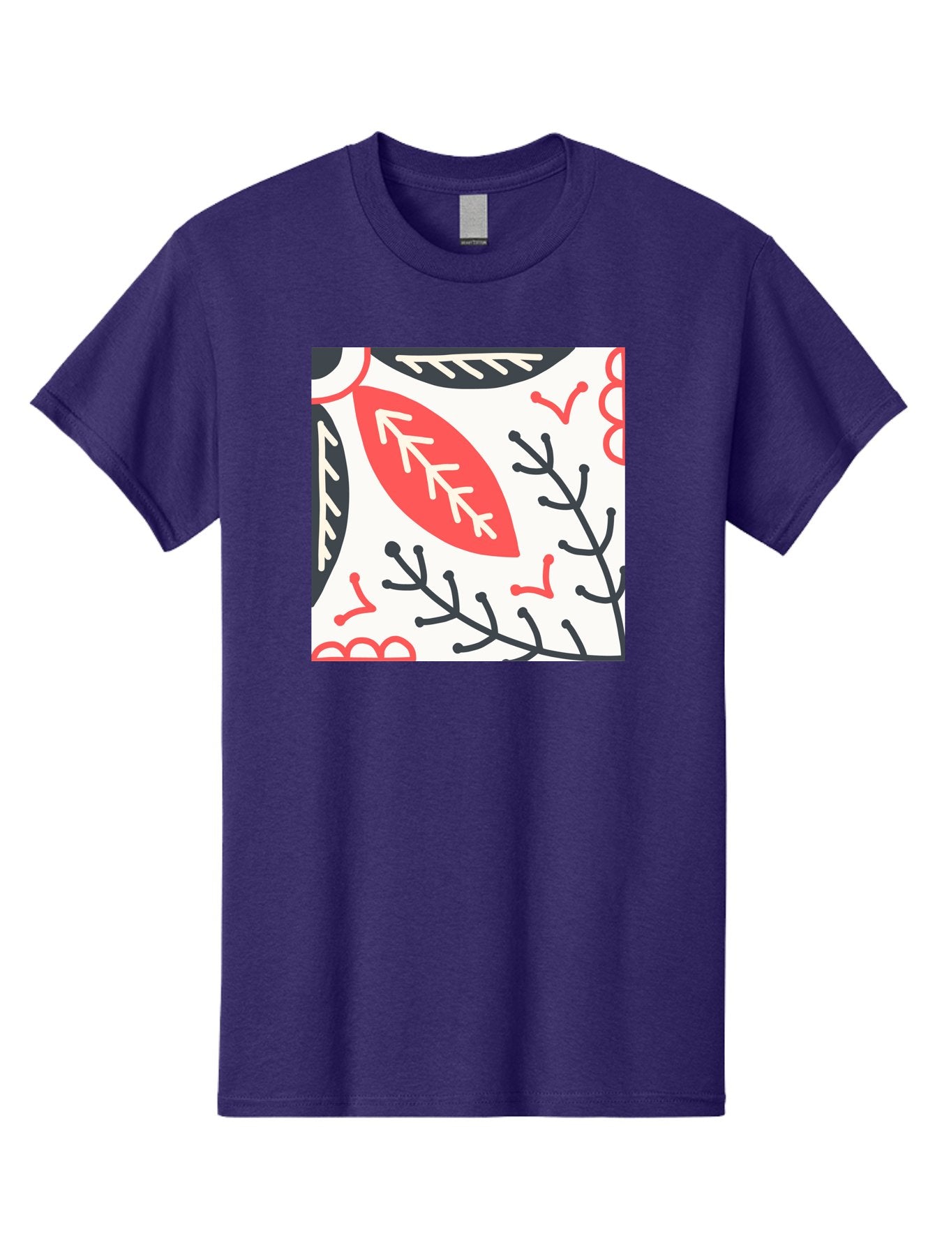 Foliage-Pattern Men'S Graphic Tee, 100% Cotton, Comfortable Casual Summer Wear, Machine Washable, Leaf Pattern, Floral Design, Botanical Art, Red And Black Leaves, Minimalist Style, Abstract Foliage, Decorative Elements, Modern Illustration Aab744 13