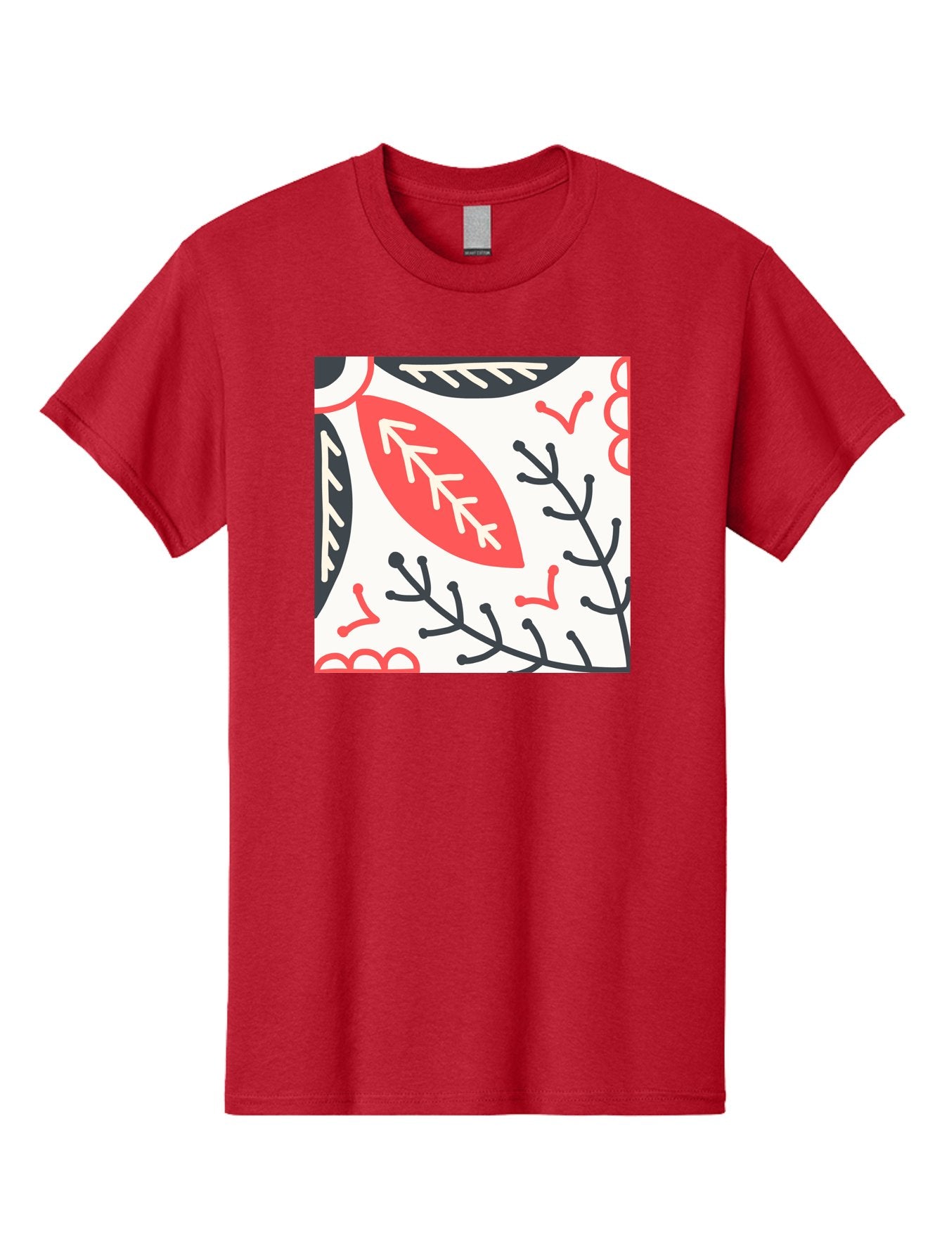 Foliage-Pattern Men'S Graphic Tee, 100% Cotton, Comfortable Casual Summer Wear, Machine Washable, Leaf Pattern, Floral Design, Botanical Art, Red And Black Leaves, Minimalist Style, Abstract Foliage, Decorative Elements, Modern Illustration Aab744 7
