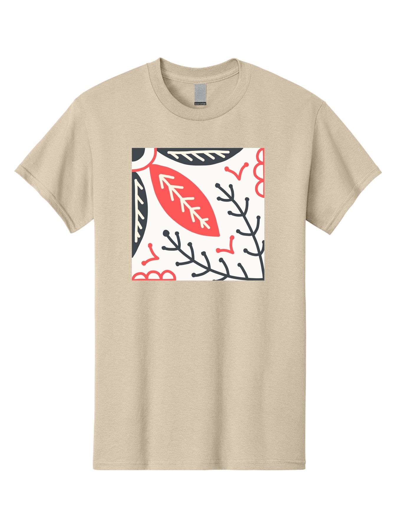 Foliage-Pattern Men'S Graphic Tee, 100% Cotton, Comfortable Casual Summer Wear, Machine Washable, Leaf Pattern, Floral Design, Botanical Art, Red And Black Leaves, Minimalist Style, Abstract Foliage, Decorative Elements, Modern Illustration Aab744 6
