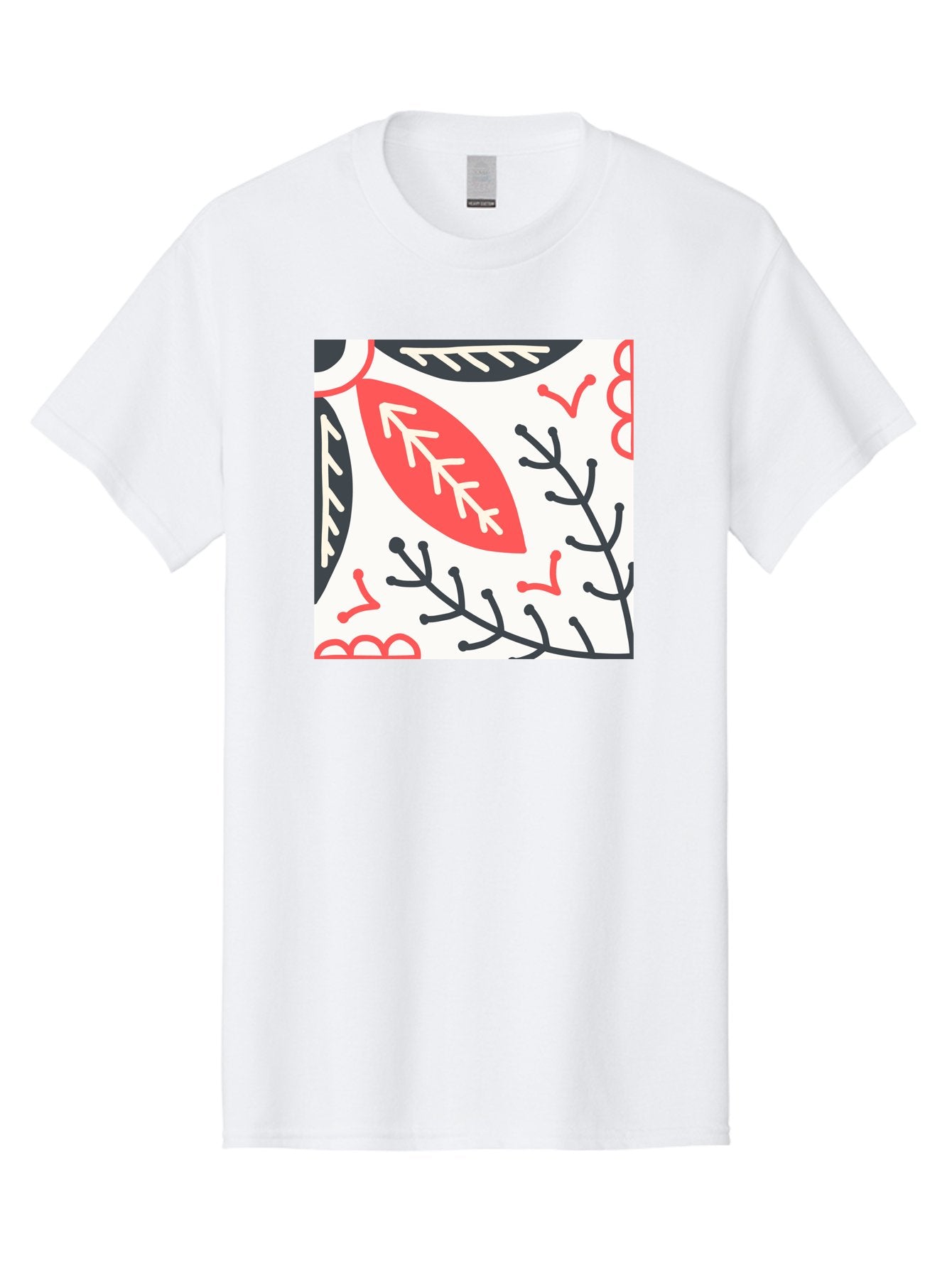 Foliage-Pattern Men'S Graphic Tee, 100% Cotton, Comfortable Casual Summer Wear, Machine Washable, Leaf Pattern, Floral Design, Botanical Art, Red And Black Leaves, Minimalist Style, Abstract Foliage, Decorative Elements, Modern Illustration Aab744 8