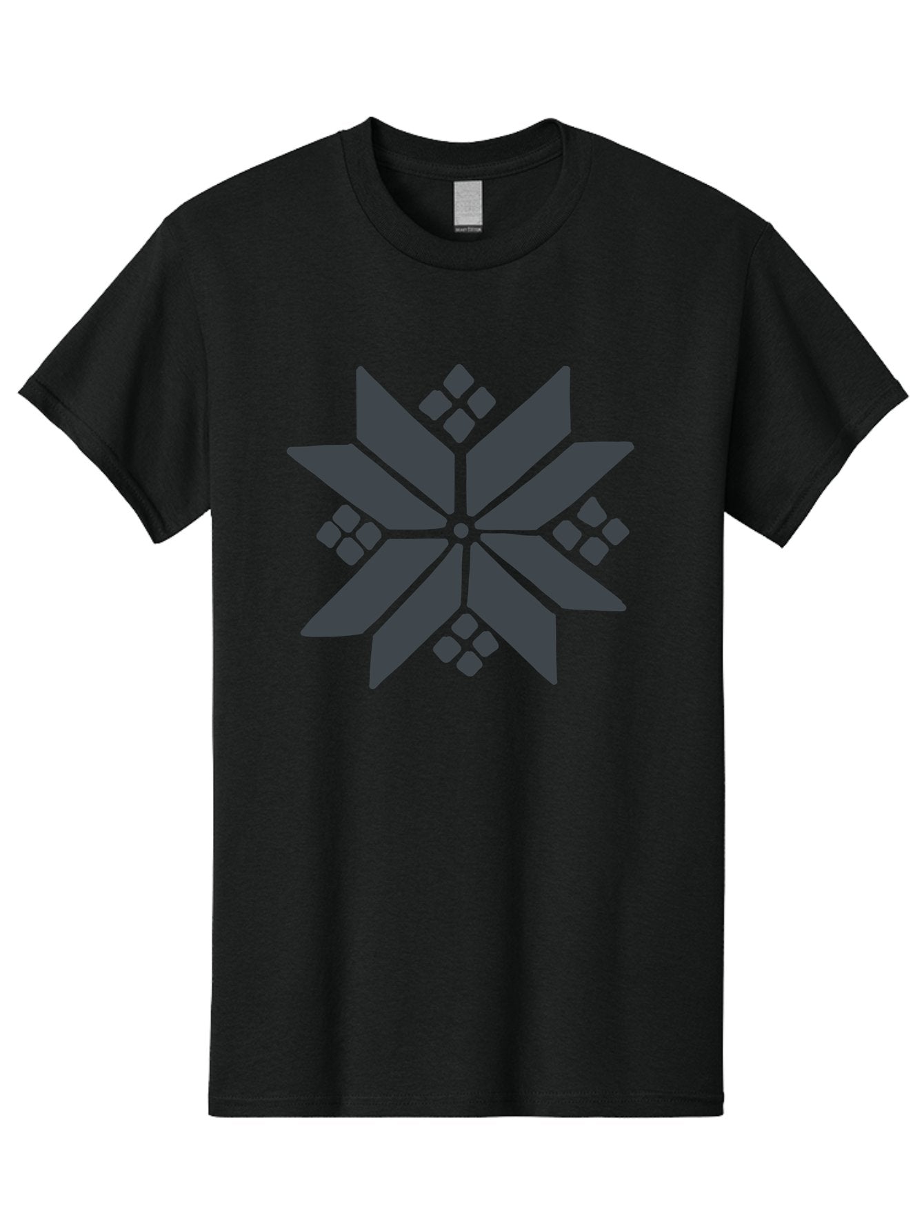 Geometric-Flower Men'S Graphic Tee, 100% Cotton, Comfortable Casual Summer Wear, Machine Washable, Grey Snowflake Design, Geometric Shapes, Symmetrical Pattern, Modern Art, Abstract Graphics, Minimalist Style, Frosty Motif Aab748 14