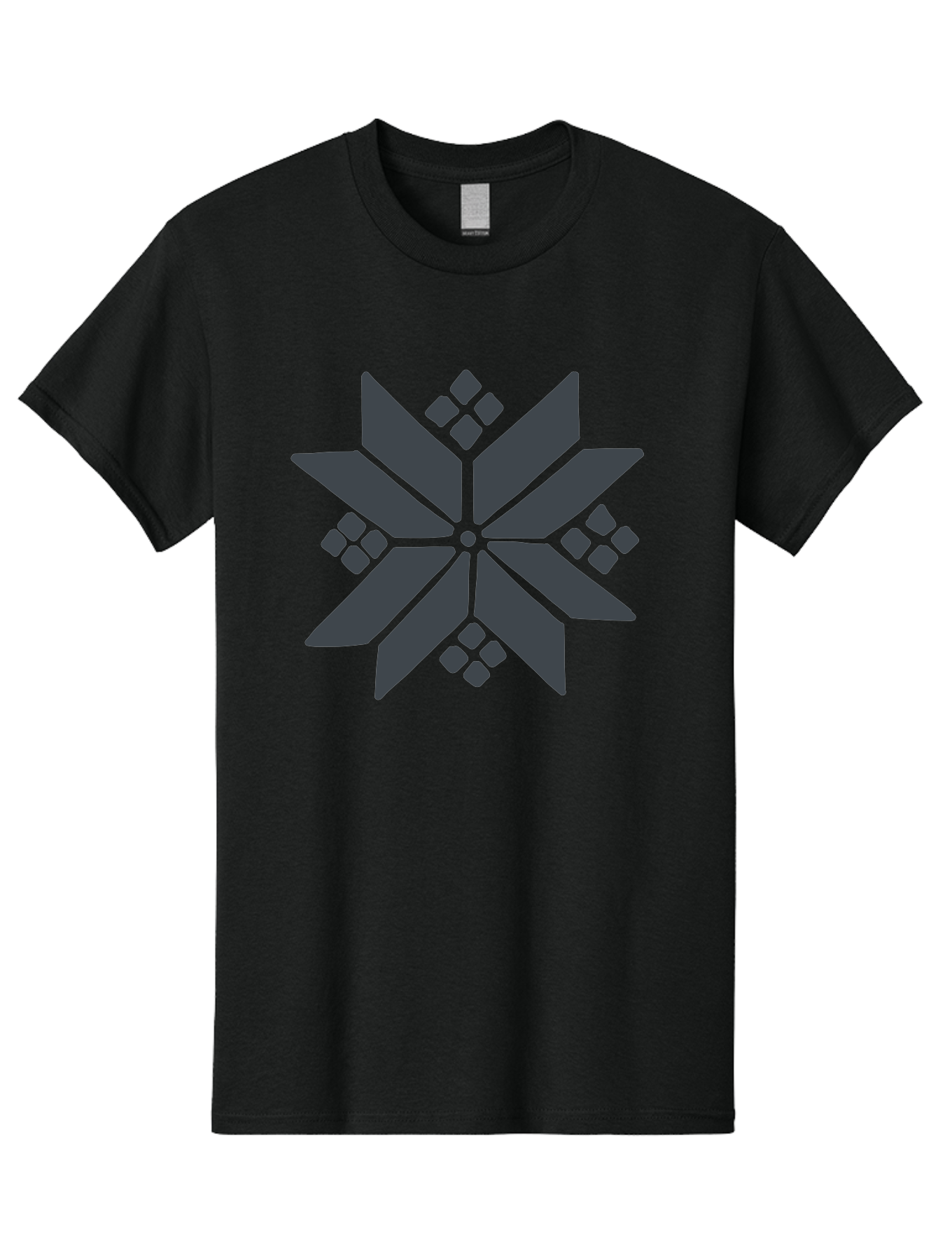 Geometric-Flower Men'S Graphic Tee, 100% Cotton, Comfortable Casual Summer Wear, Machine Washable, Grey Snowflake Design, Geometric Shapes, Symmetrical Pattern, Modern Art, Abstract Graphics, Minimalist Style, Frosty Motif Aab748 3