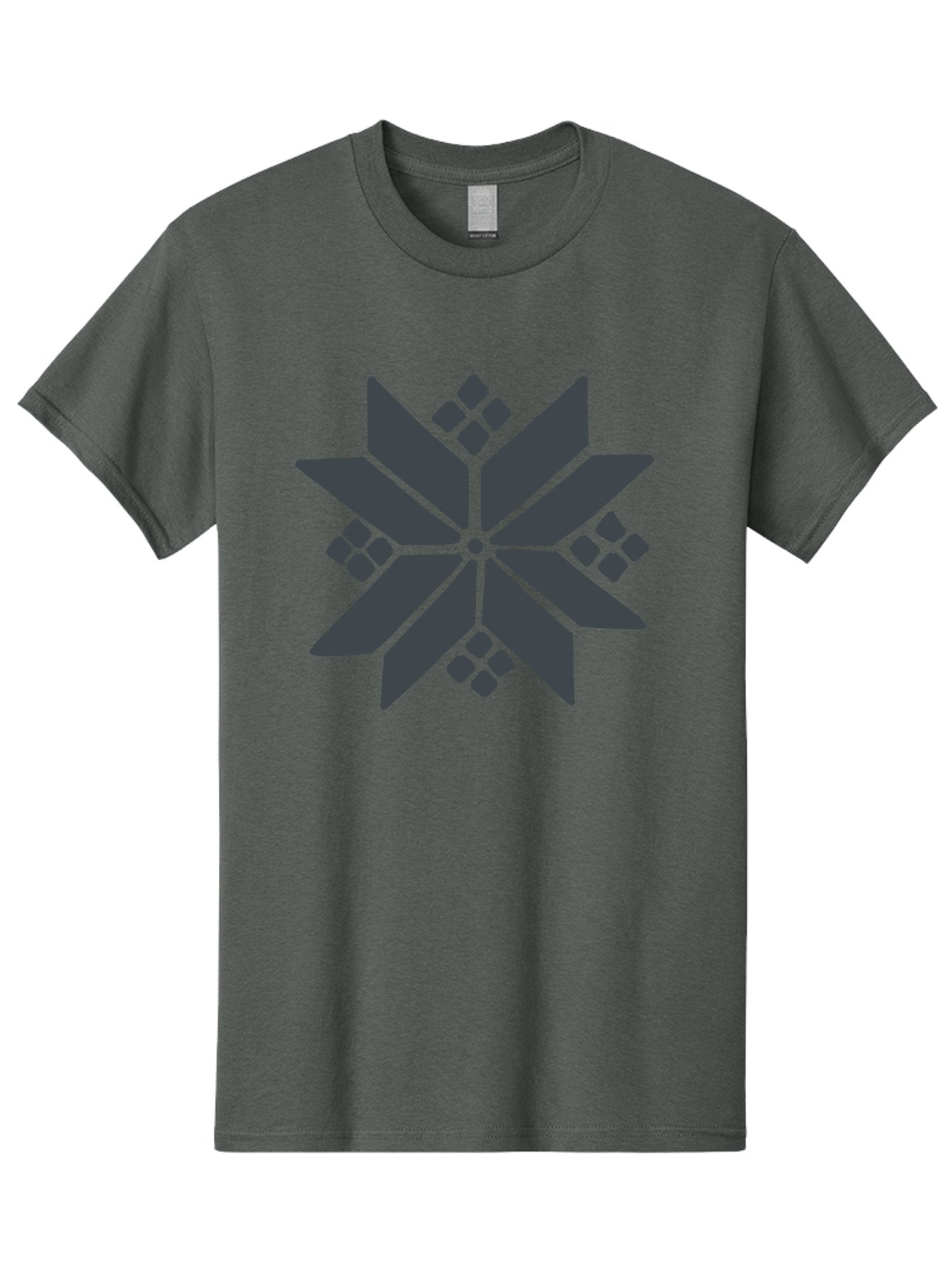 Geometric-Flower Men'S Graphic Tee, 100% Cotton, Comfortable Casual Summer Wear, Machine Washable, Grey Snowflake Design, Geometric Shapes, Symmetrical Pattern, Modern Art, Abstract Graphics, Minimalist Style, Frosty Motif Aab748 3