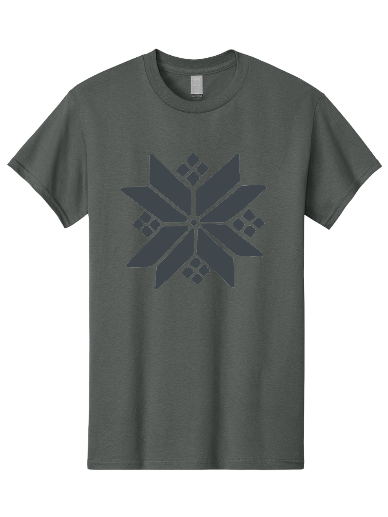 Geometric-Flower Men'S Graphic Tee, 100% Cotton, Comfortable Casual Summer Wear, Machine Washable, Grey Snowflake Design, Geometric Shapes, Symmetrical Pattern, Modern Art, Abstract Graphics, Minimalist Style, Frosty Motif Aab748 17
