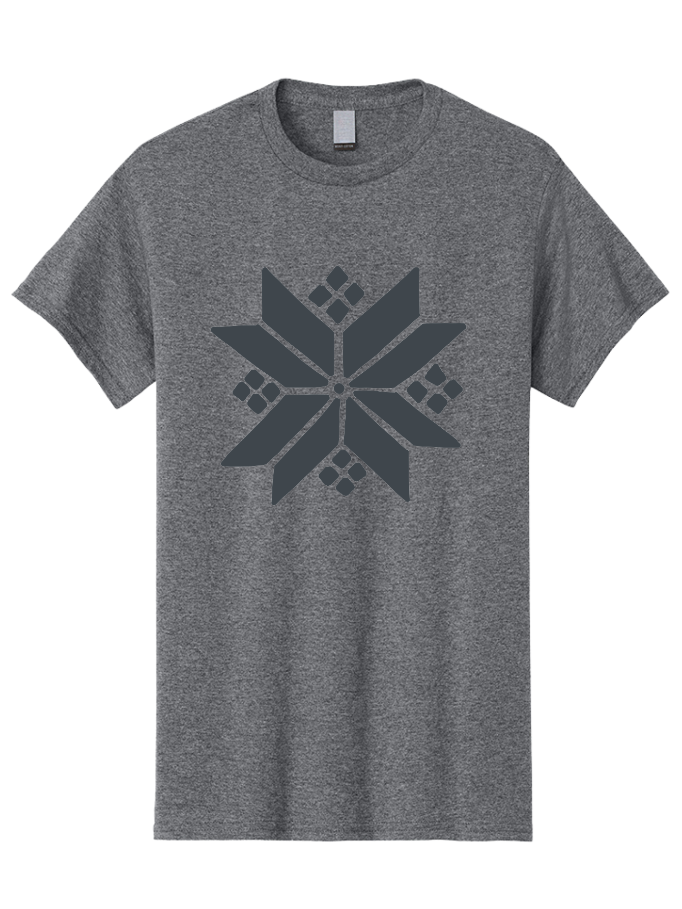 Geometric-Flower Men'S Graphic Tee, 100% Cotton, Comfortable Casual Summer Wear, Machine Washable, Grey Snowflake Design, Geometric Shapes, Symmetrical Pattern, Modern Art, Abstract Graphics, Minimalist Style, Frosty Motif Aab748 29